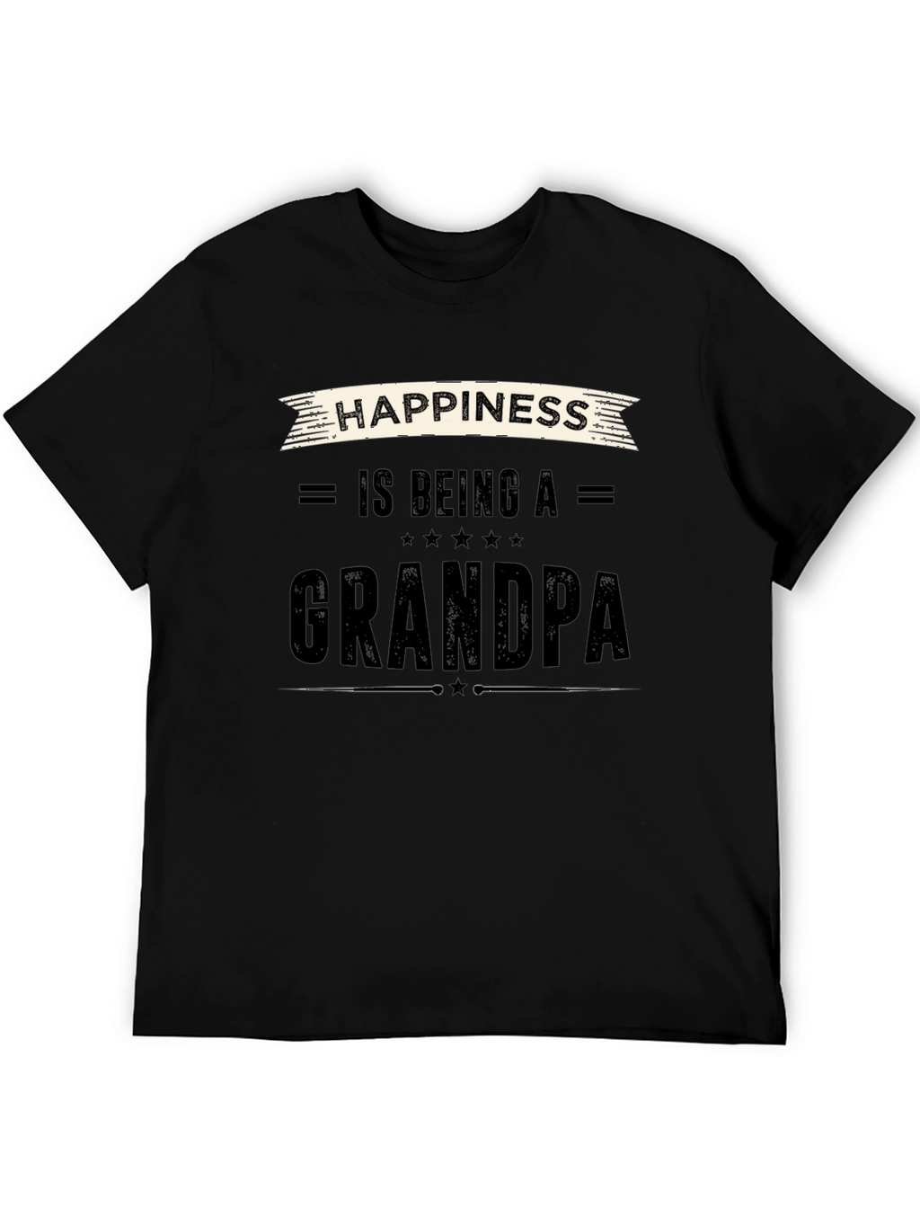 Happiness is Being a Grandpa Black T-Shirt