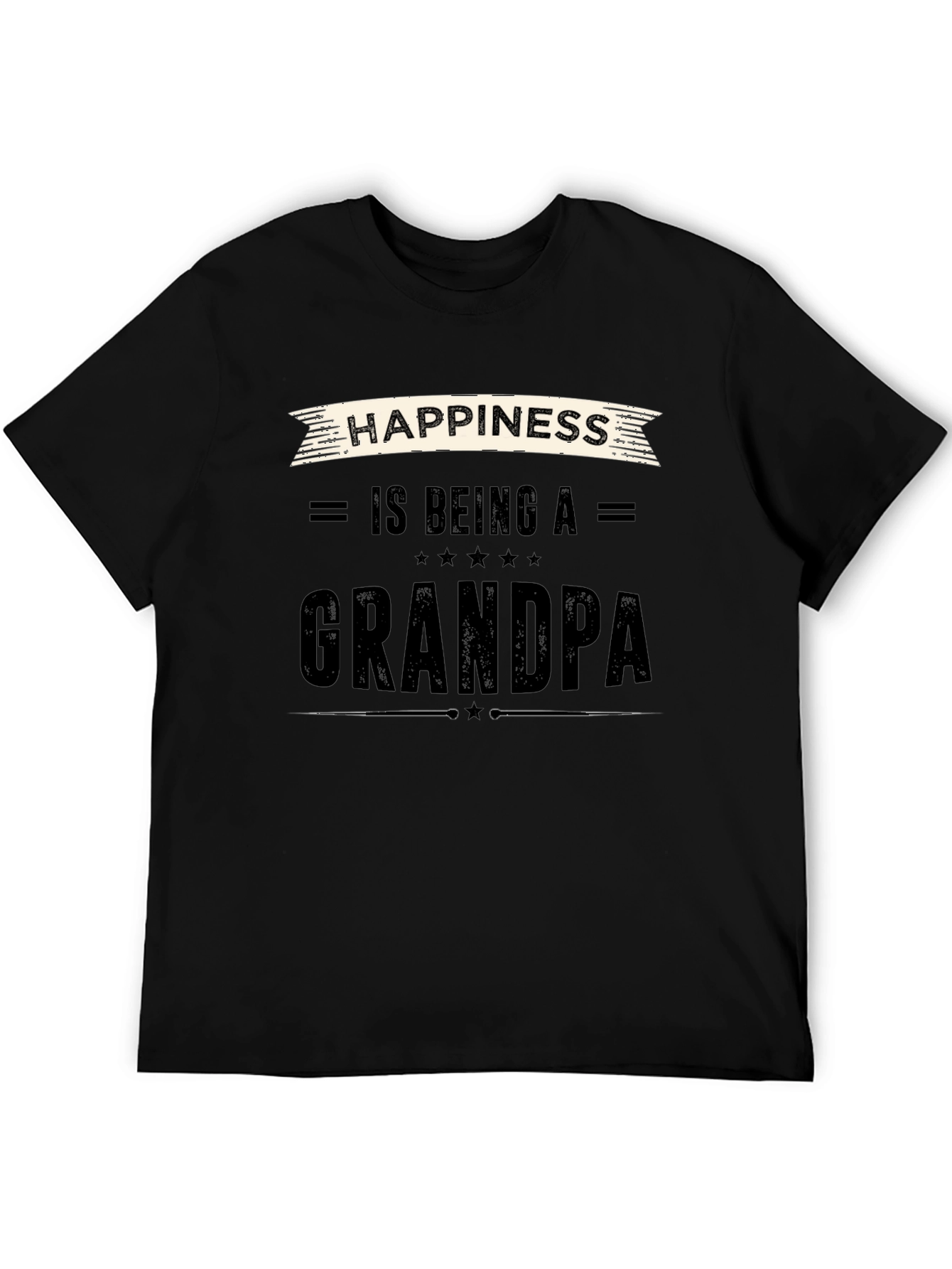 Happiness is Being a Grandpa Black T-Shirt