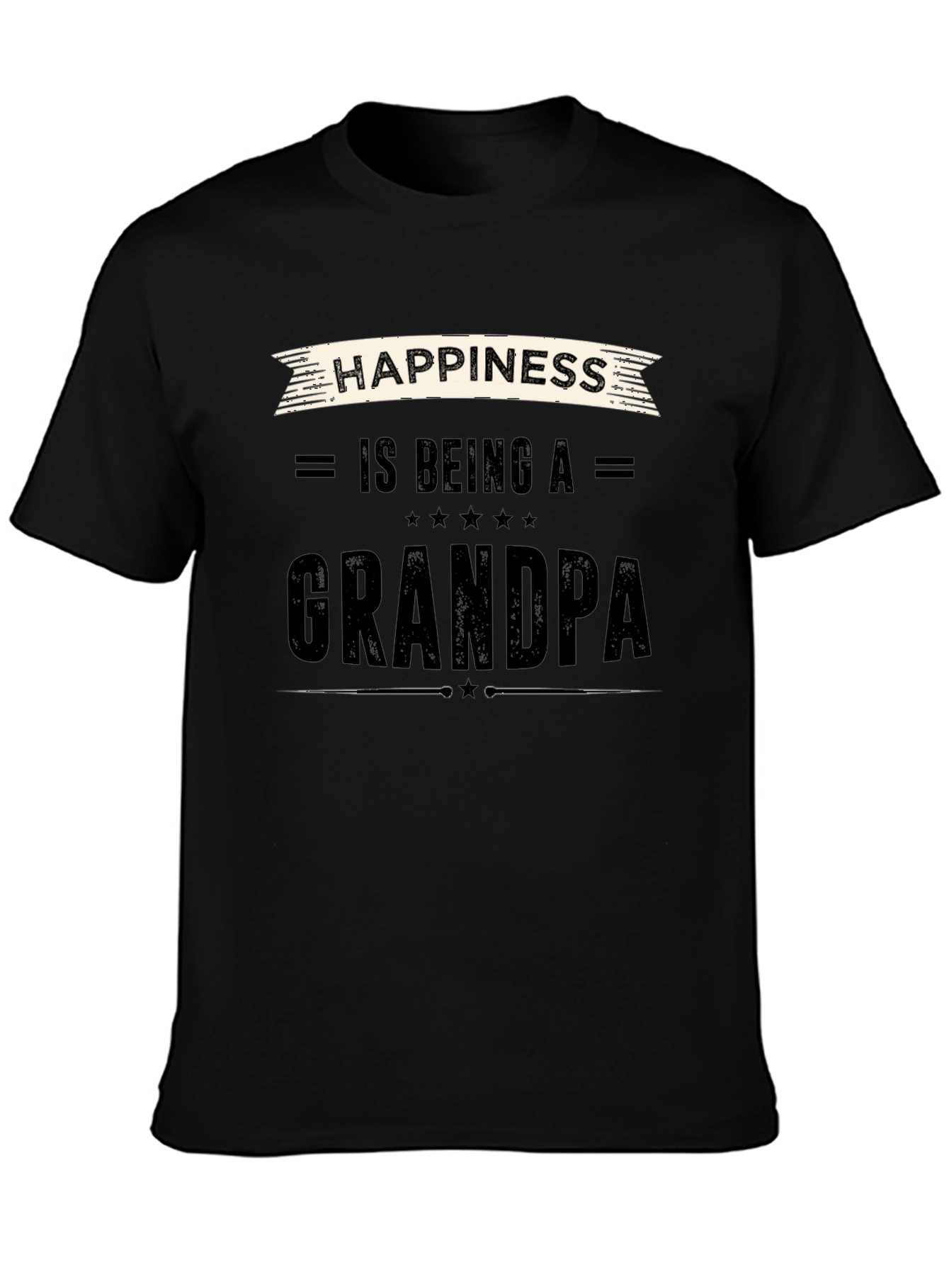 Happiness is Being a Grandpa Black T-Shirt