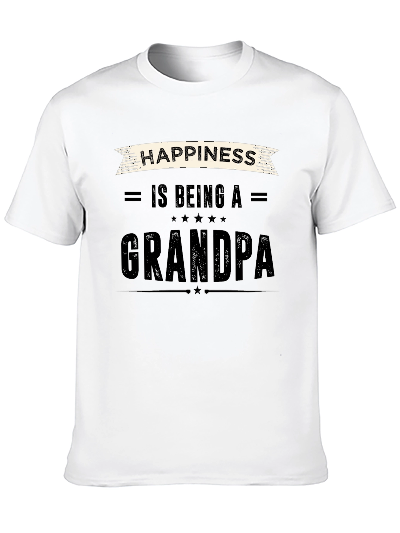 Happiness is Being a Grandpa Black T-Shirt
