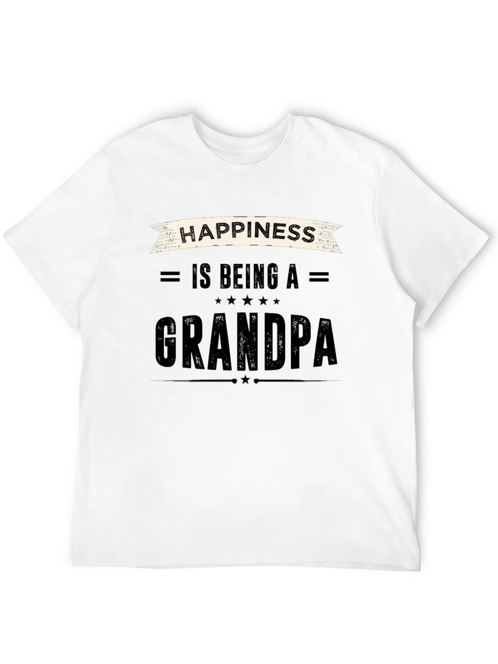 Happiness is Being a Grandpa Black T-Shirt
