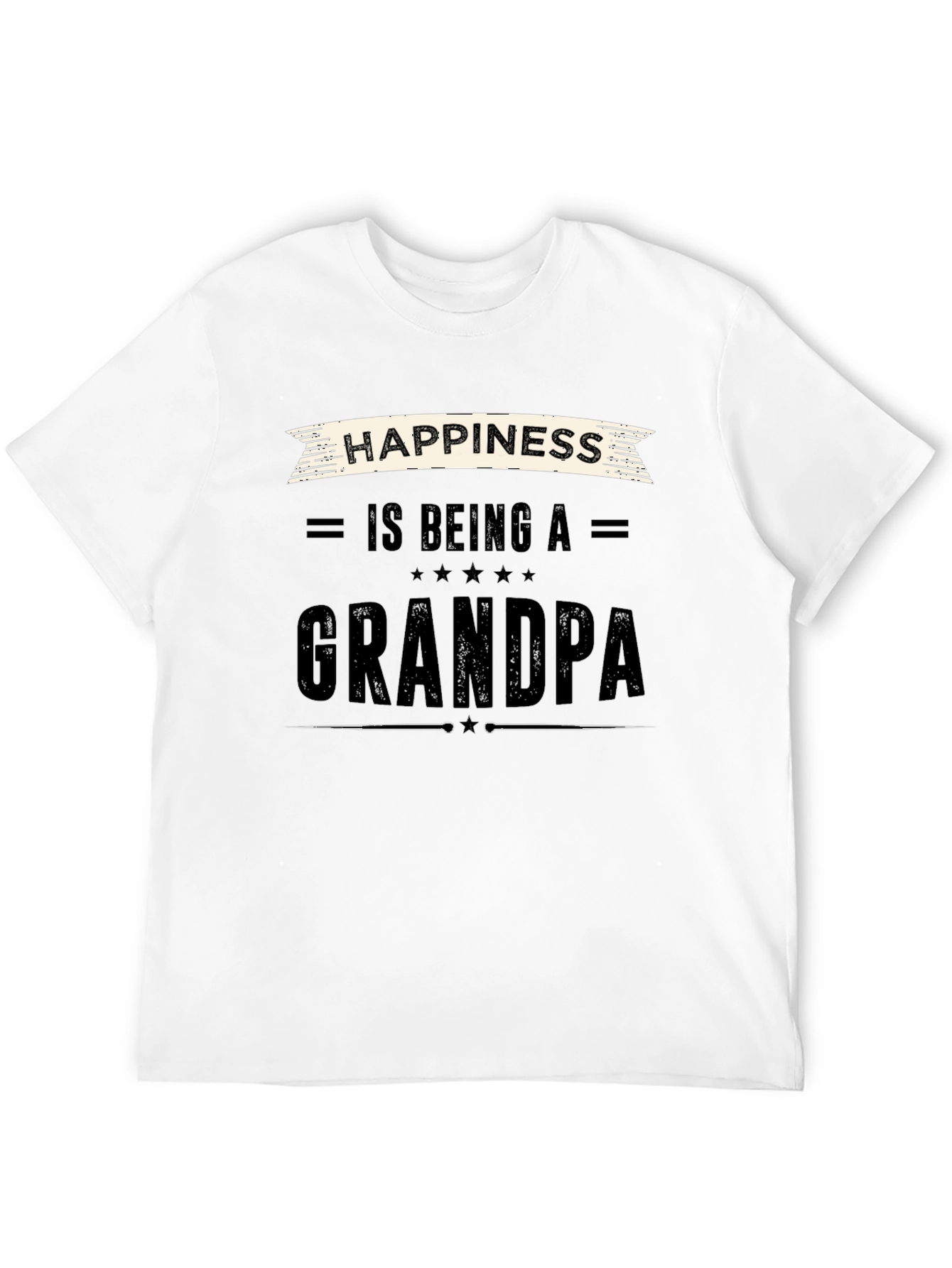 Happiness is Being a Grandpa Black T-Shirt