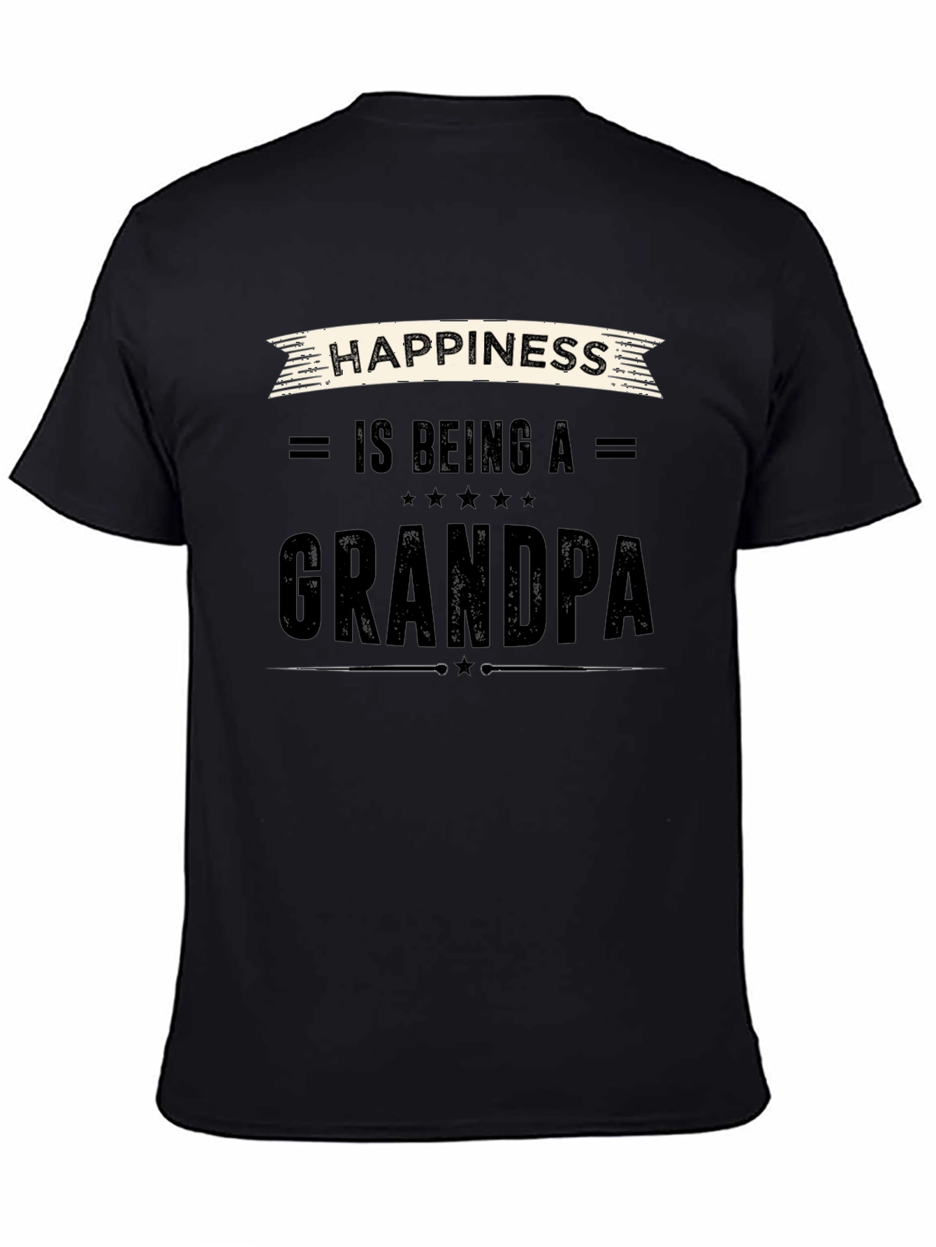 Happiness is Being a Grandpa Black T-Shirt