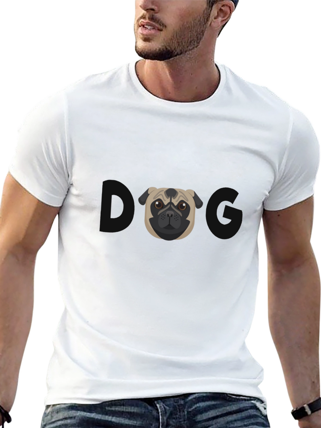 Pug Graphic Tee - Mens Black Cotton T-Shirt