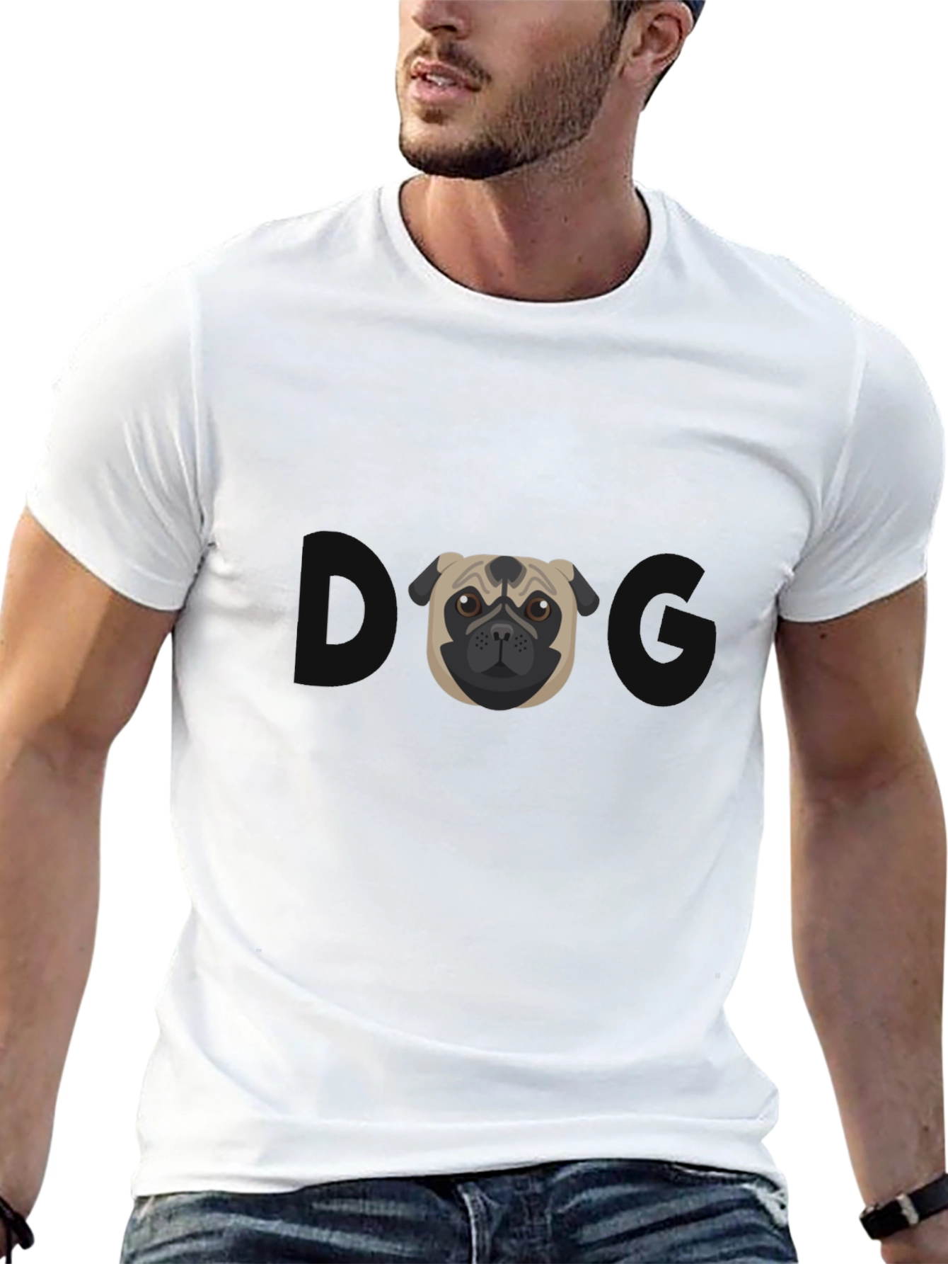 Pug Graphic Tee - Mens Black Cotton T-Shirt