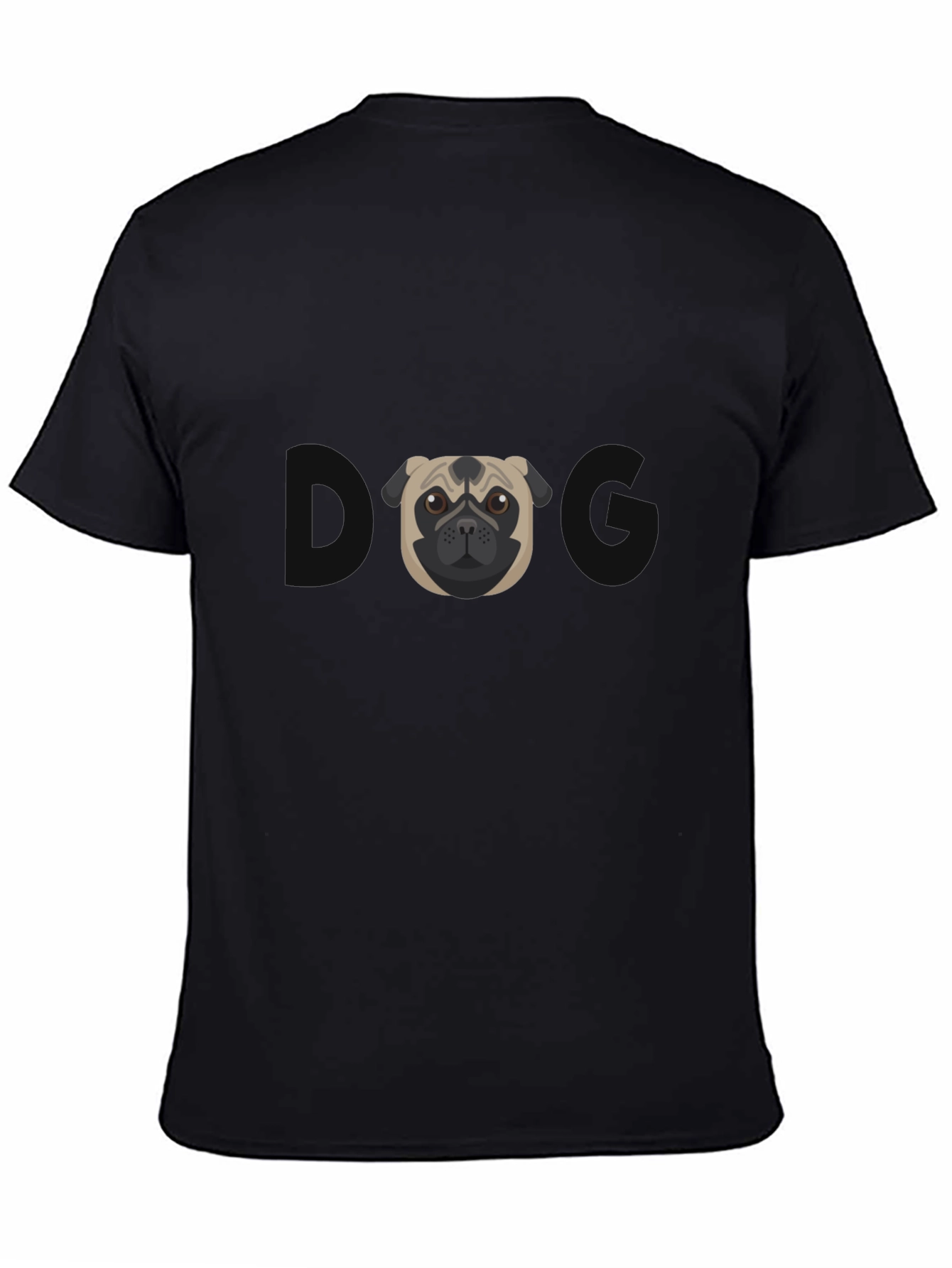 Pug Graphic Tee - Mens Black Cotton T-Shirt