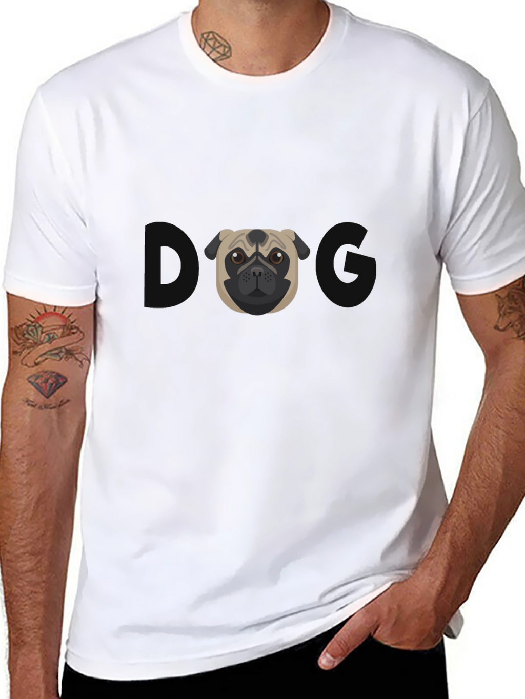 Pug Graphic Tee - Mens Black Cotton T-Shirt