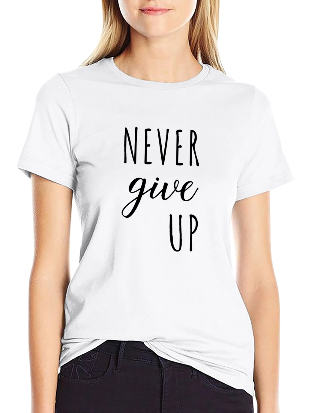 Inspirational Never Give Up Black T-Shirt