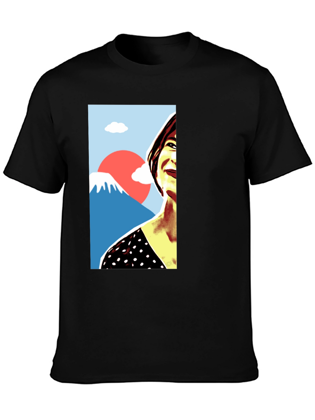 Stylish Graphic Tee - Woman & Mt. Fuji Art