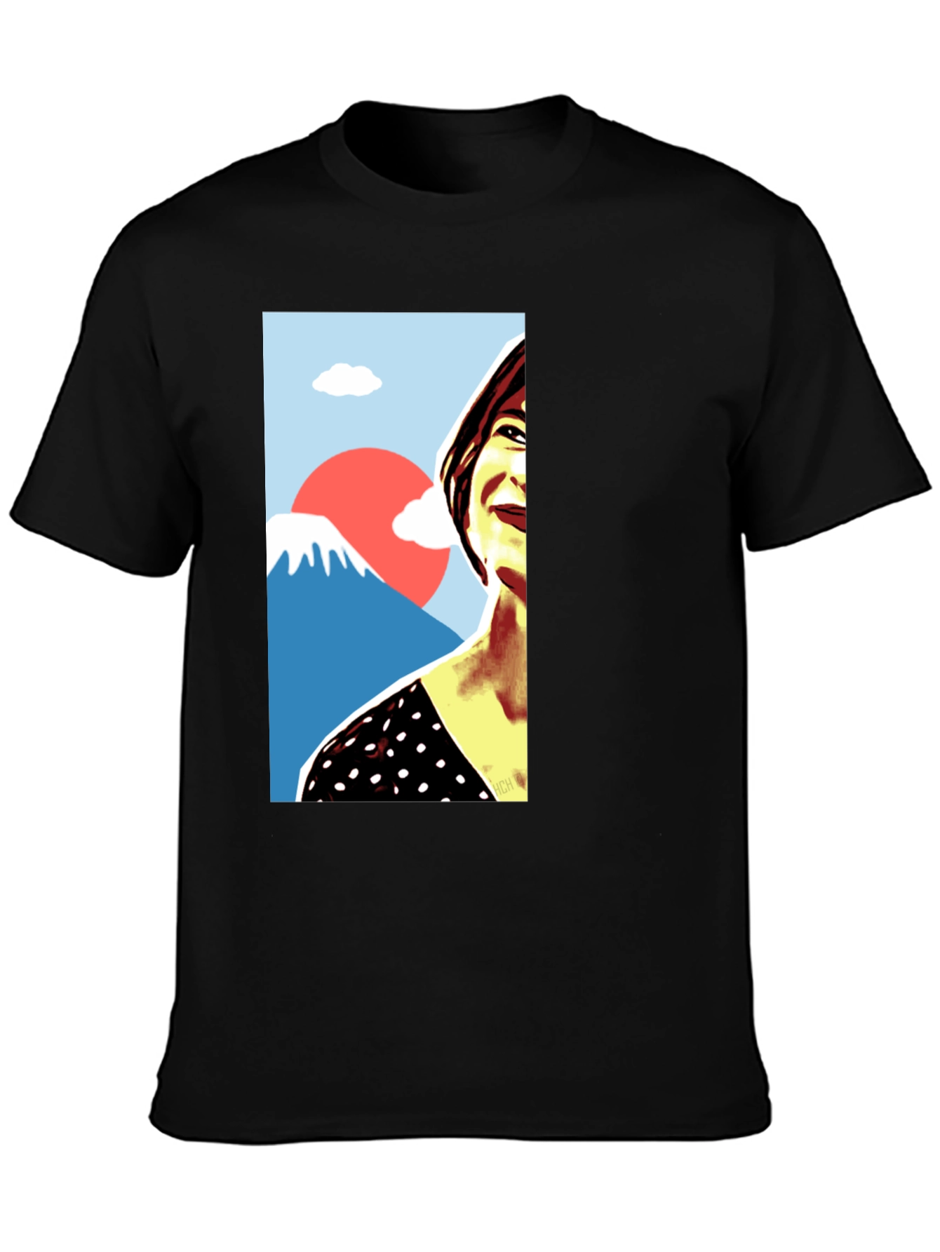 Stylish Graphic Tee - Woman & Mt. Fuji Art