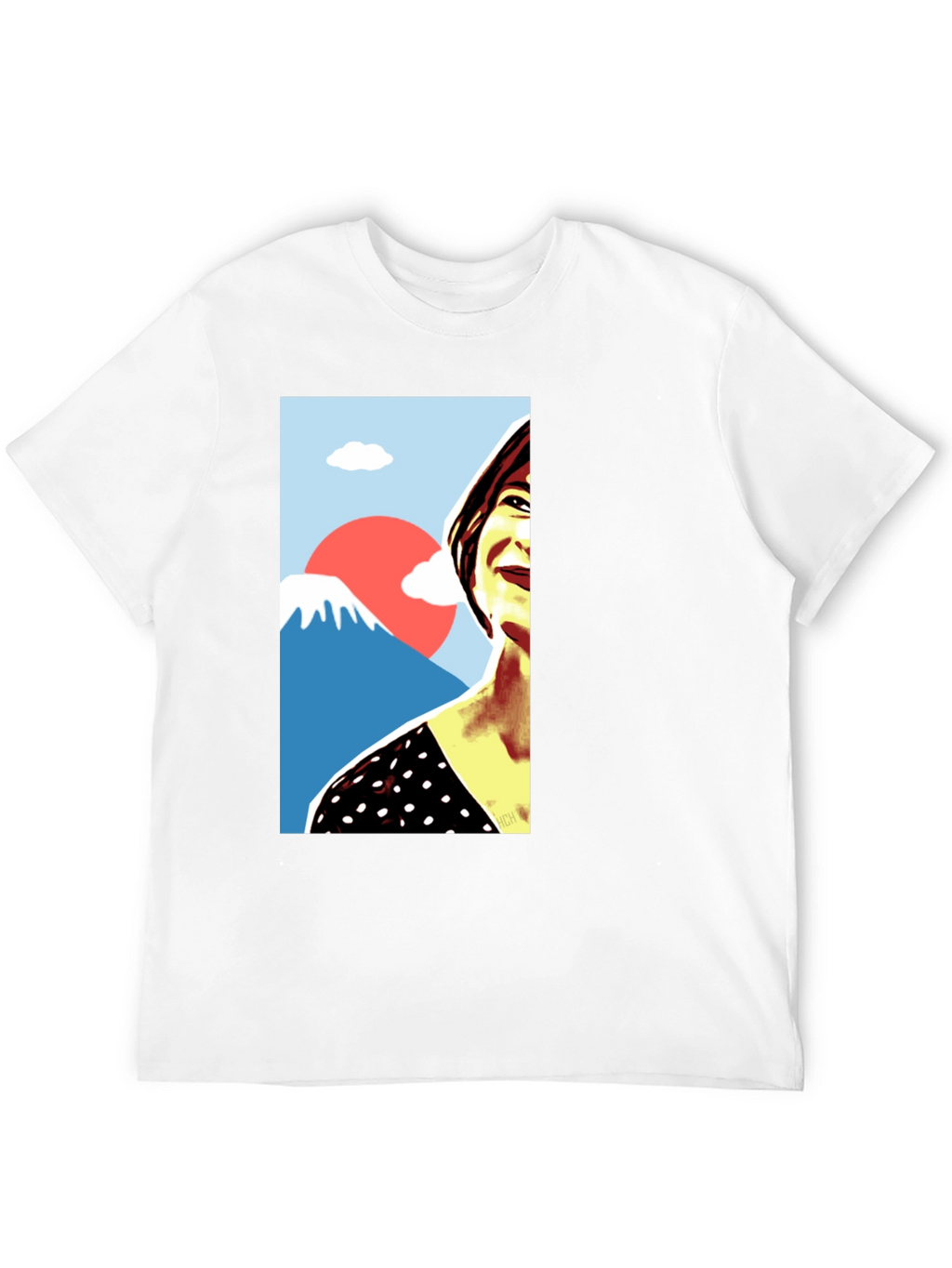Stylish Graphic Tee - Woman & Mt. Fuji Art
