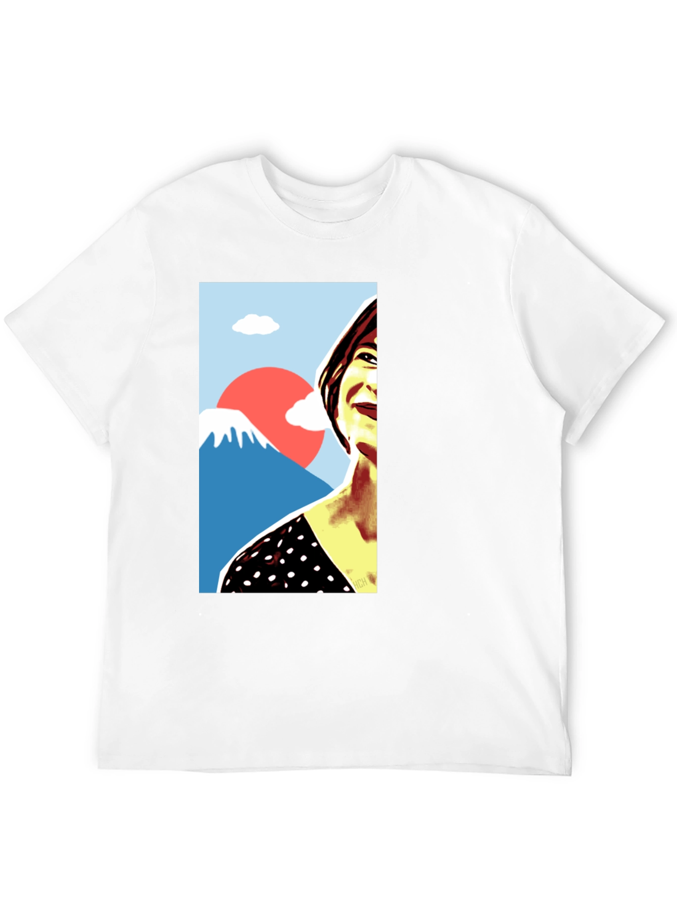 Stylish Graphic Tee - Woman & Mt. Fuji Art