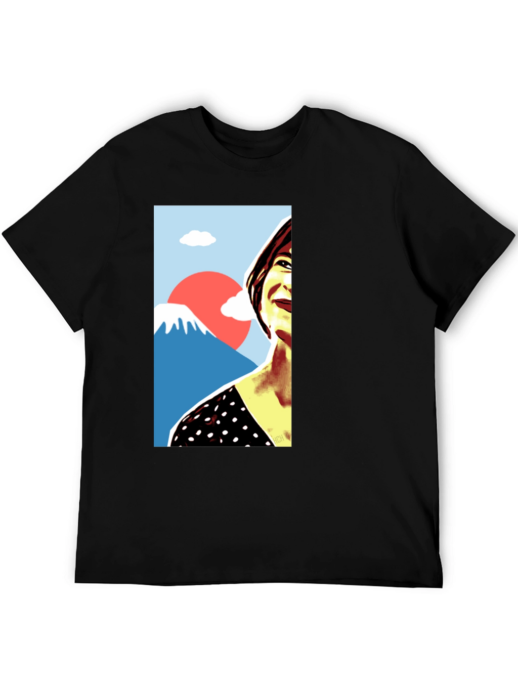 Stylish Graphic Tee - Woman & Mt. Fuji Art