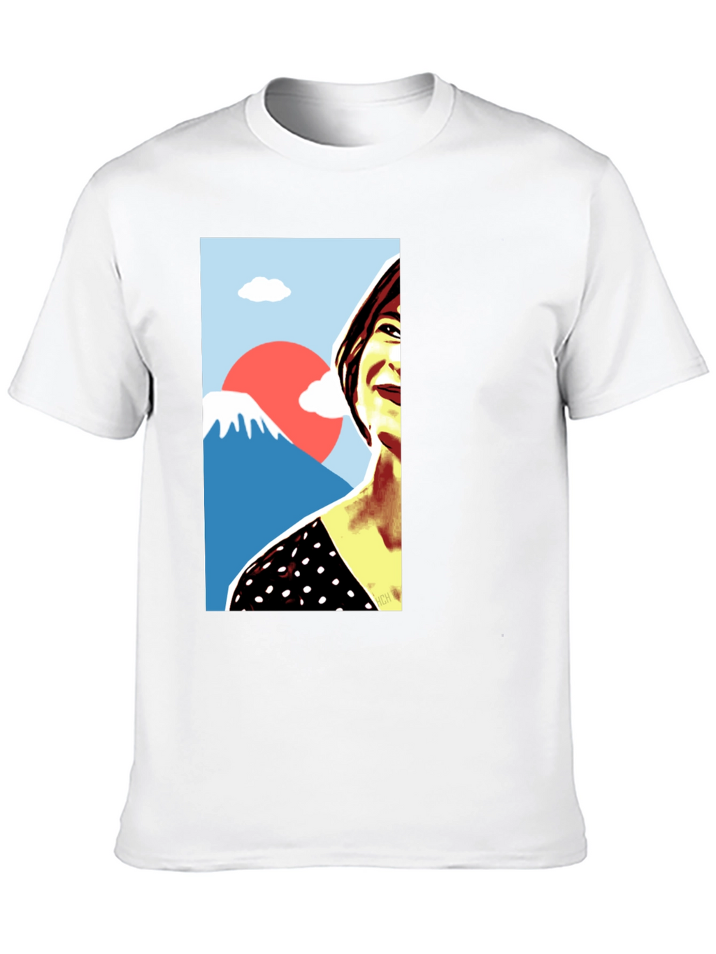 Stylish Graphic Tee - Woman & Mt. Fuji Art