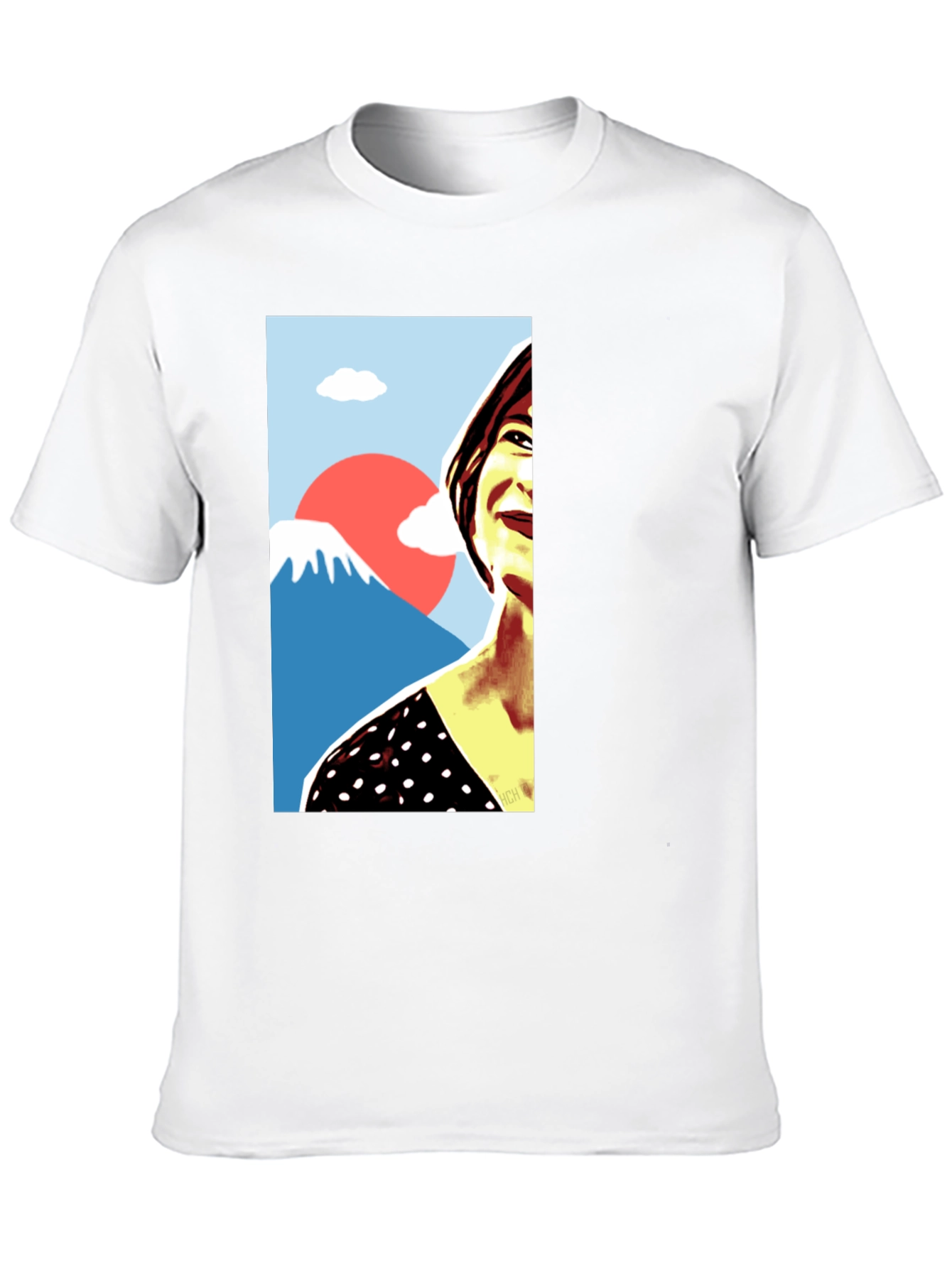 Stylish Graphic Tee - Woman & Mt. Fuji Art