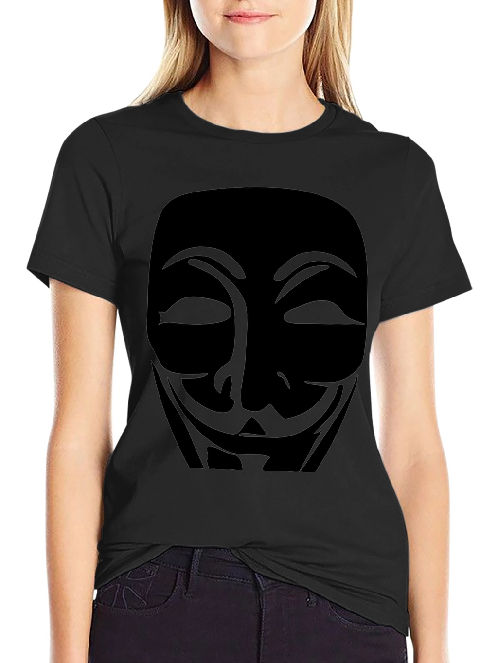 Anonymous Mask Graphic T-Shirt - Black Cotton Tee