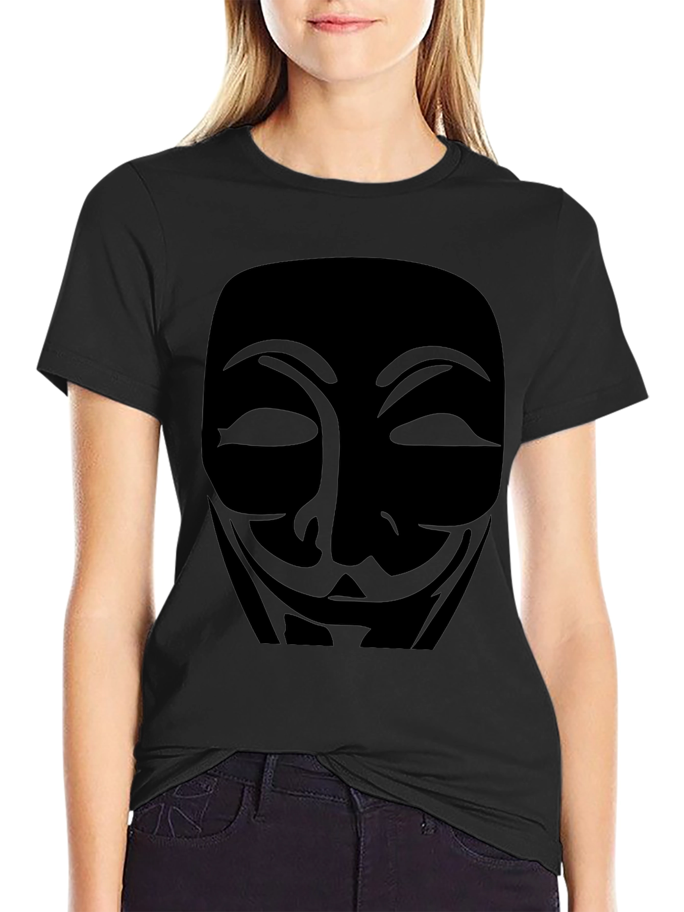 Anonymous Mask Graphic T-Shirt - Black Cotton Tee