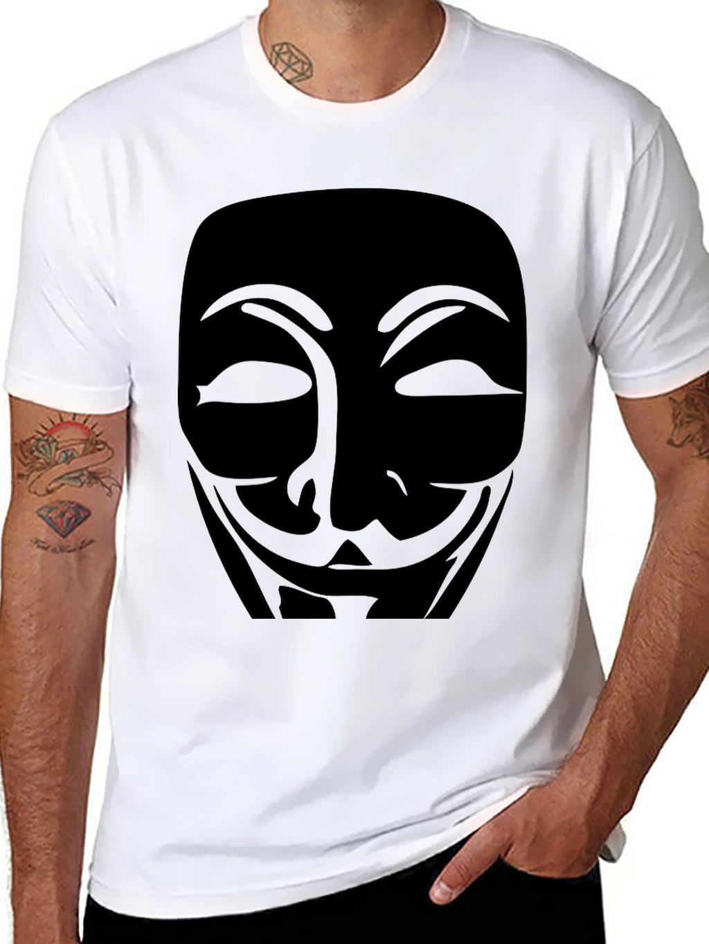 Anonymous Mask Graphic T-Shirt - Black Cotton Tee