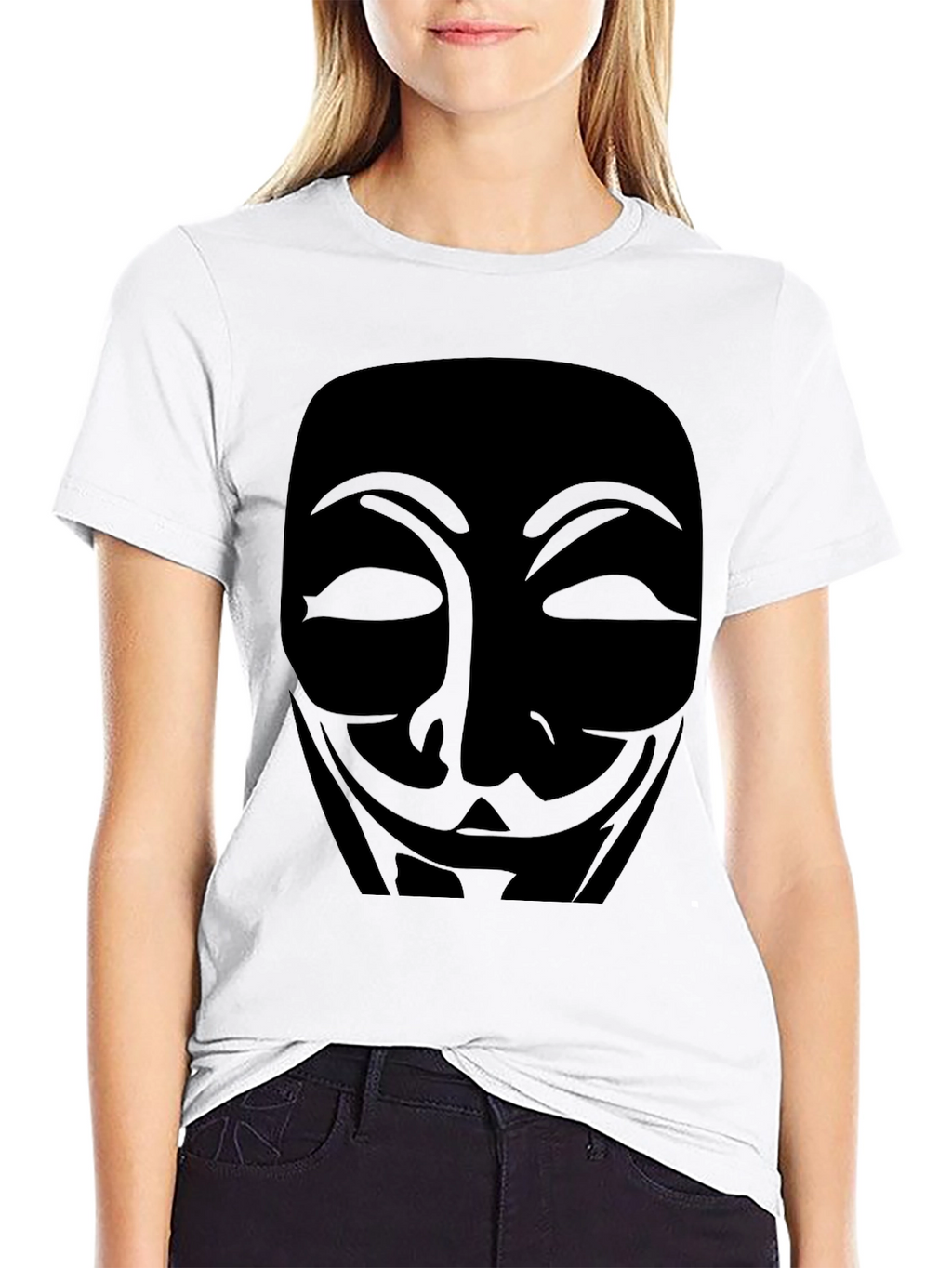 Anonymous Mask Graphic T-Shirt - Black Cotton Tee