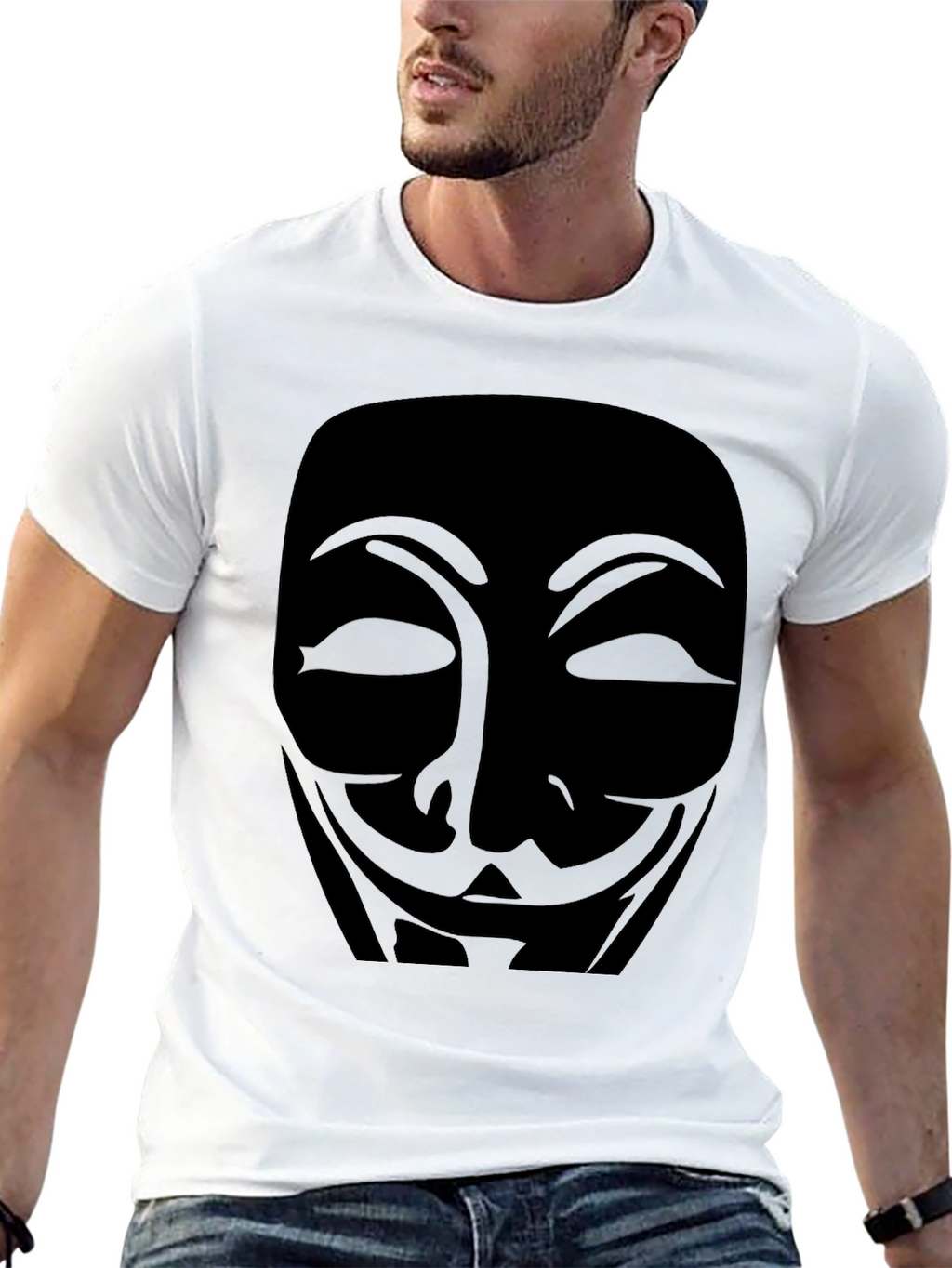 Anonymous Mask Graphic T-Shirt - Black Cotton Tee