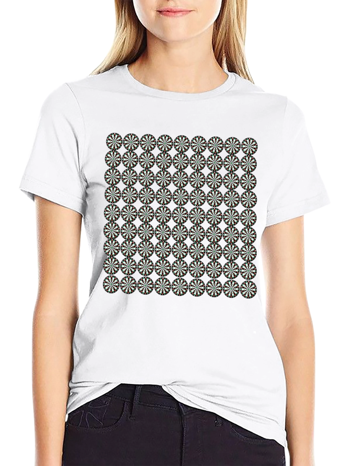 Geometric Floral Pattern Black T-Shirt