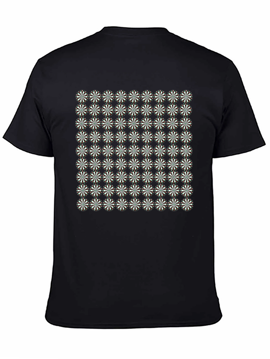 Geometric Floral Pattern Black T-Shirt