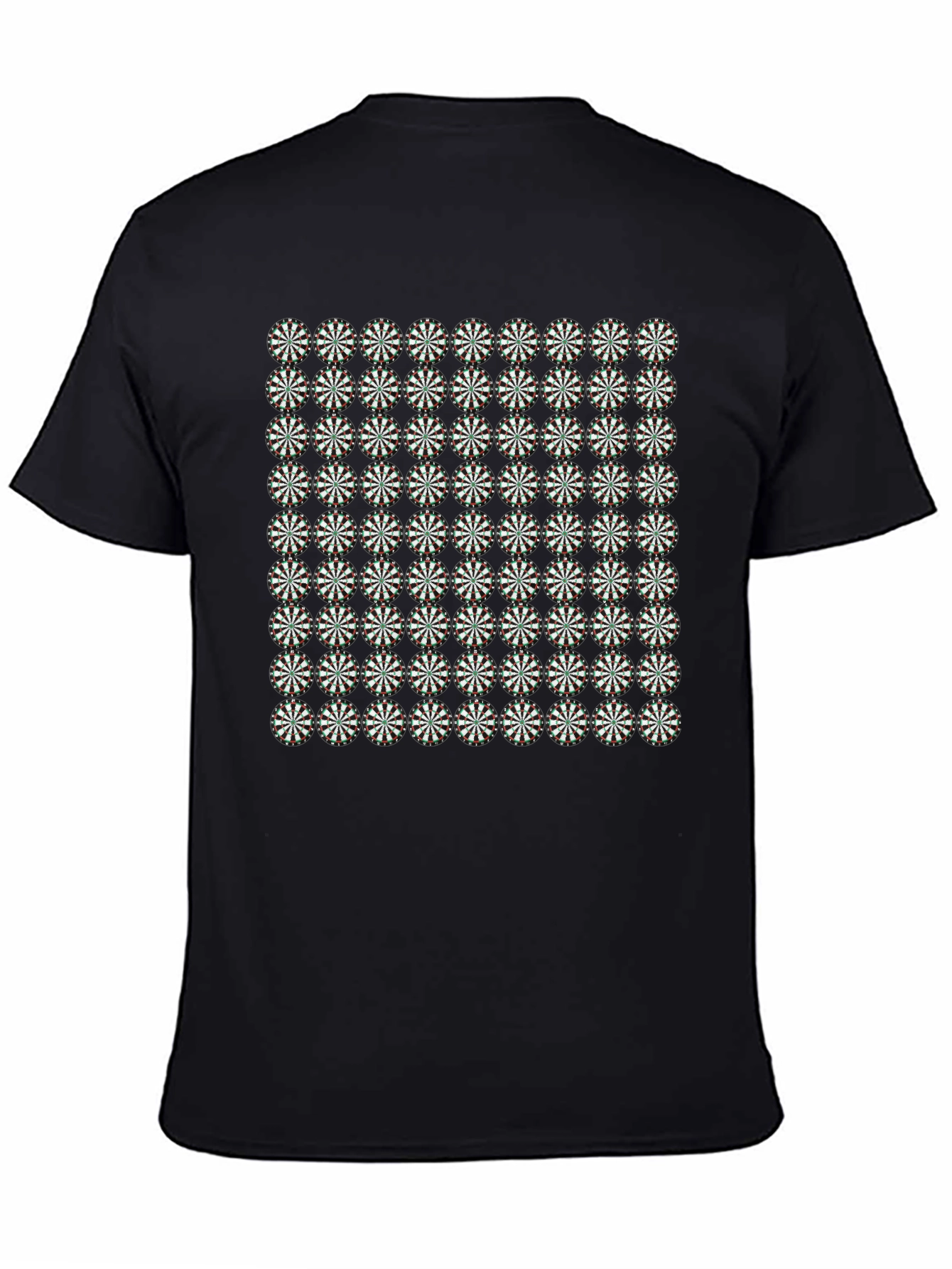 Geometric Floral Pattern Black T-Shirt