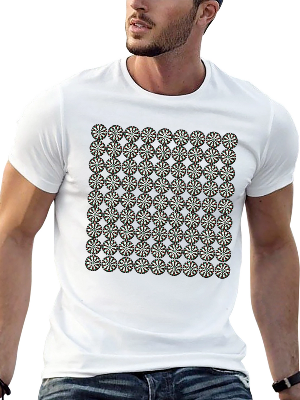 Geometric Floral Pattern Black T-Shirt