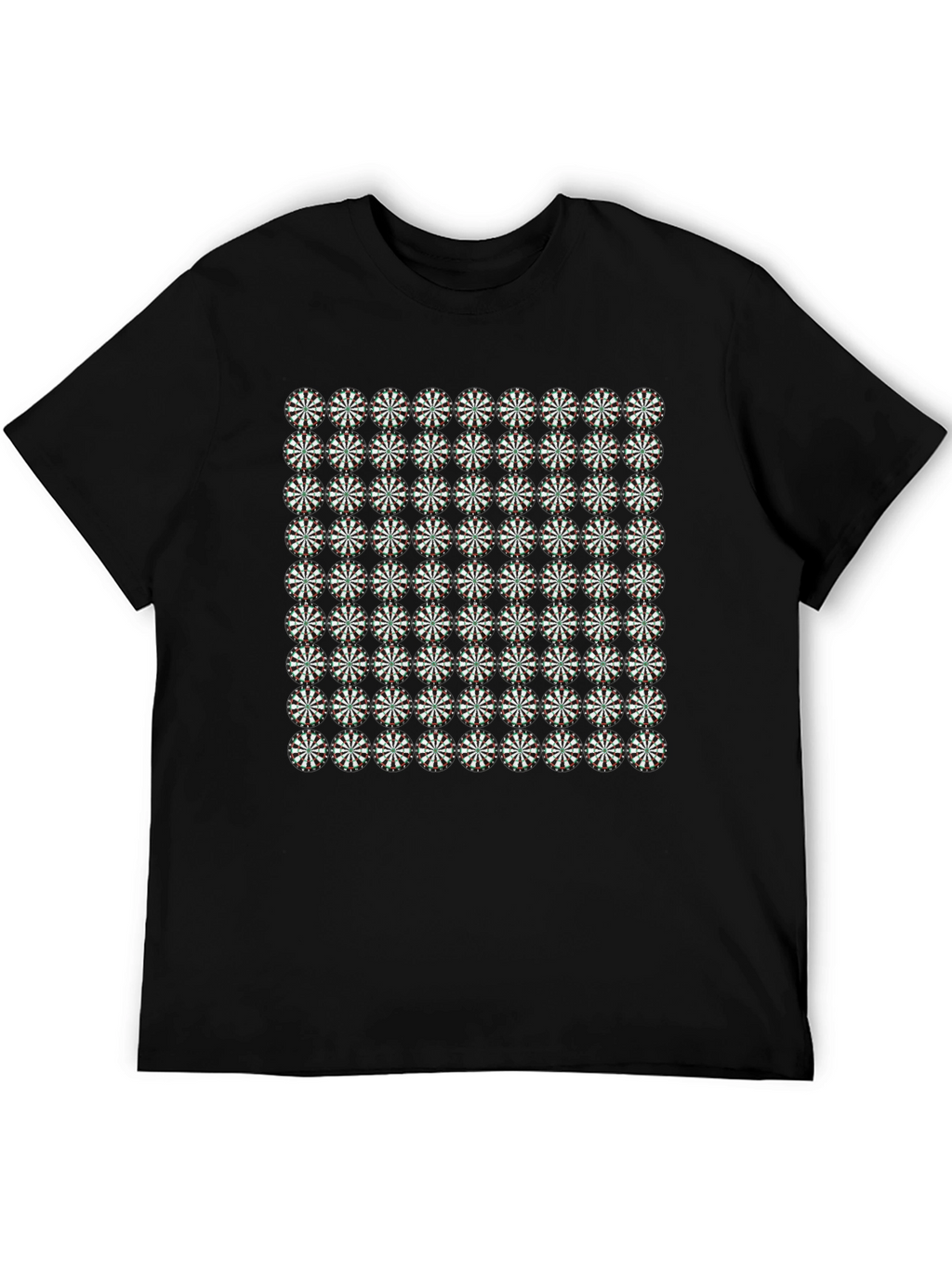 Geometric Floral Pattern Black T-Shirt