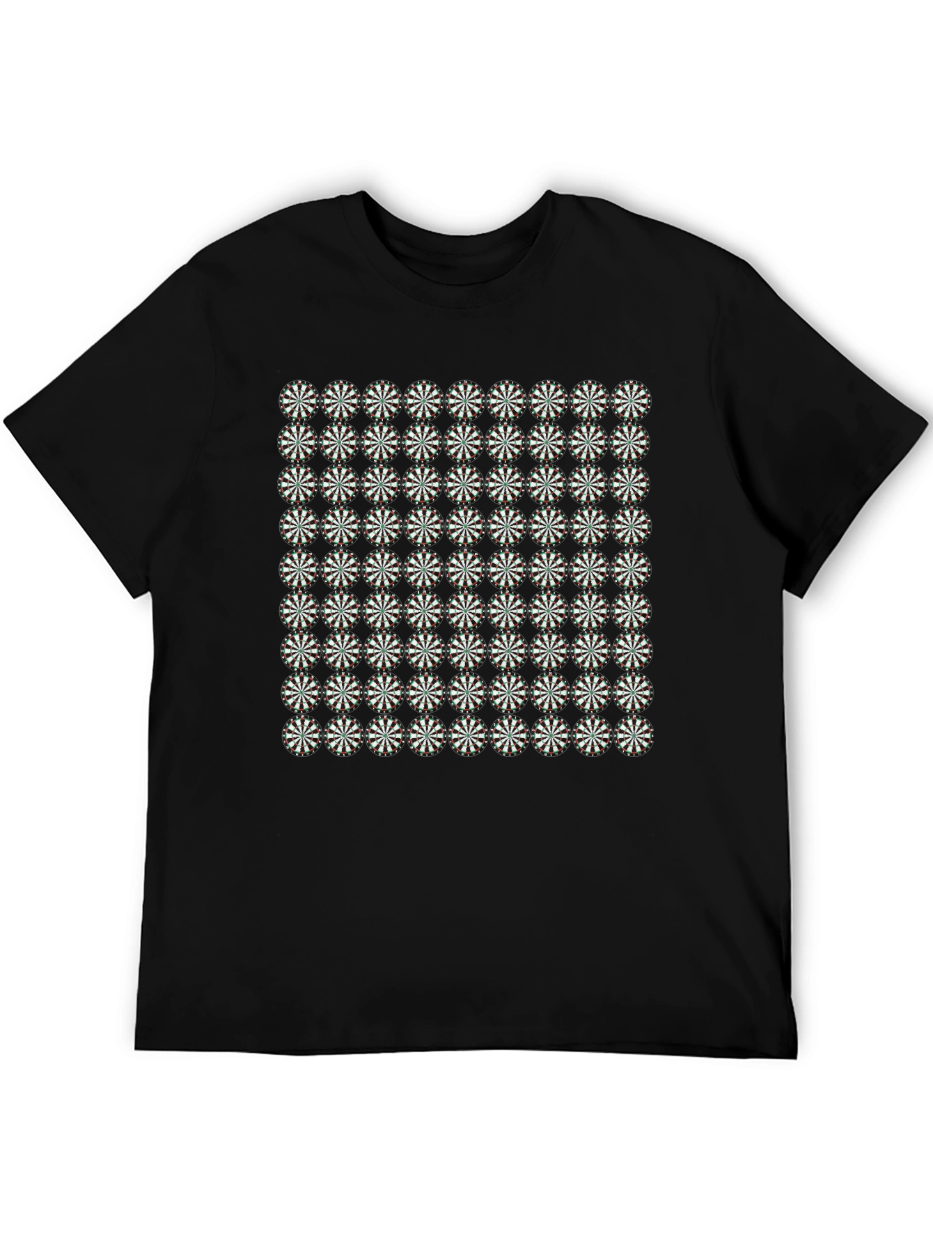 Geometric Floral Pattern Black T-Shirt
