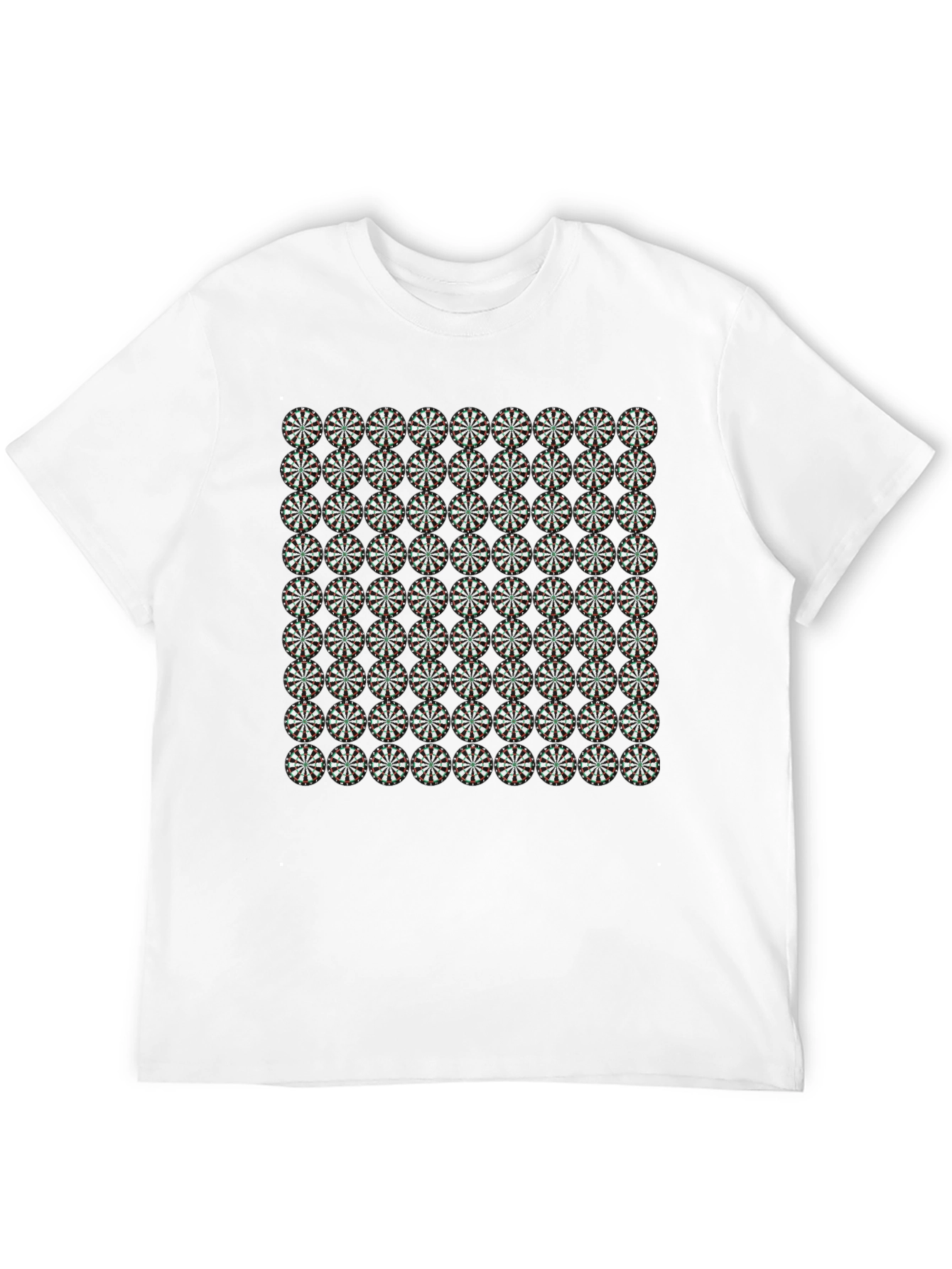 Geometric Floral Pattern Black T-Shirt