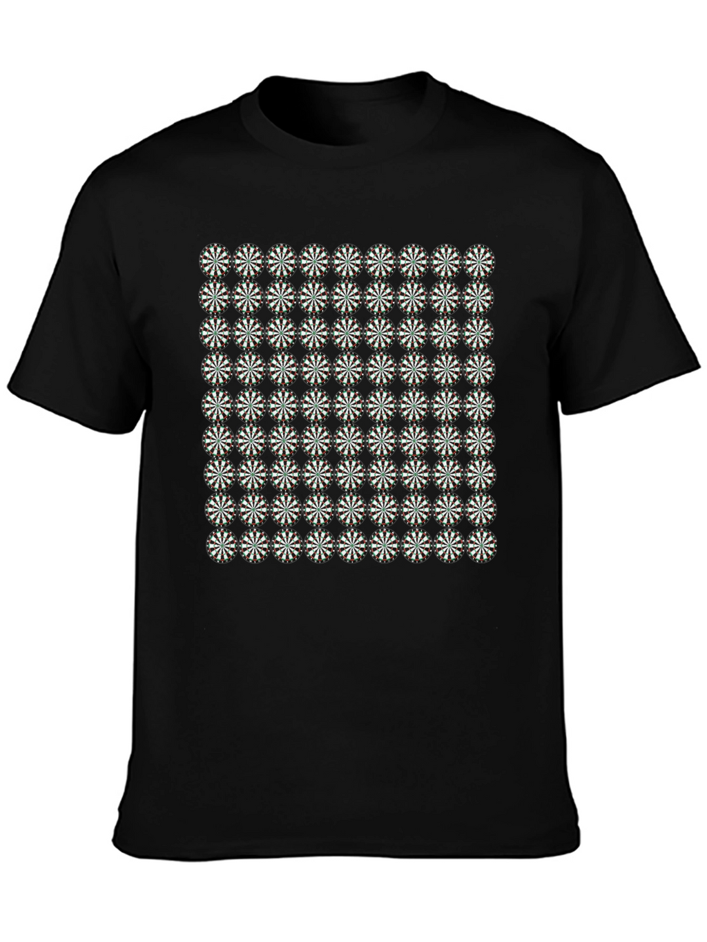 Geometric Floral Pattern Black T-Shirt