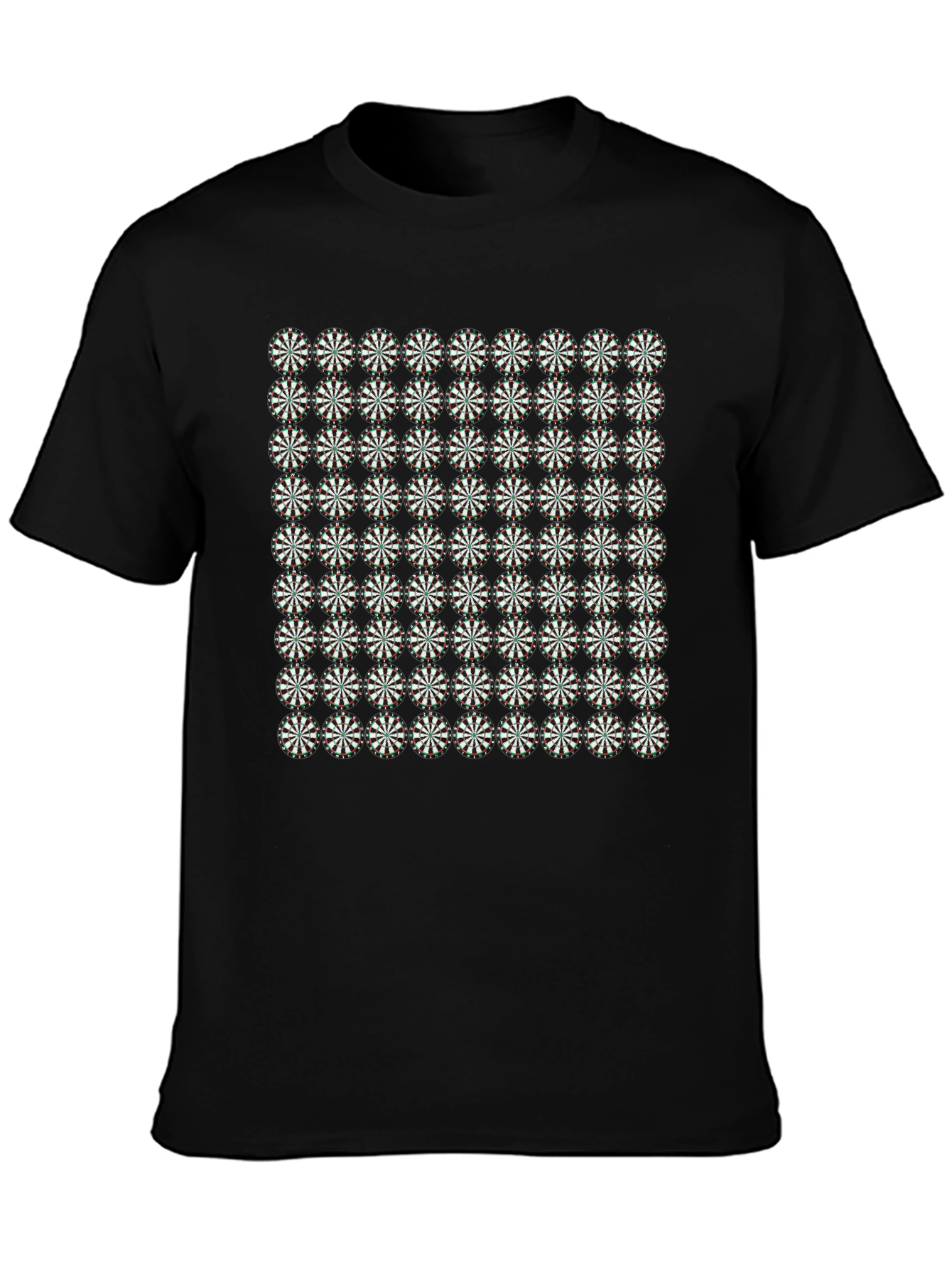 Geometric Floral Pattern Black T-Shirt