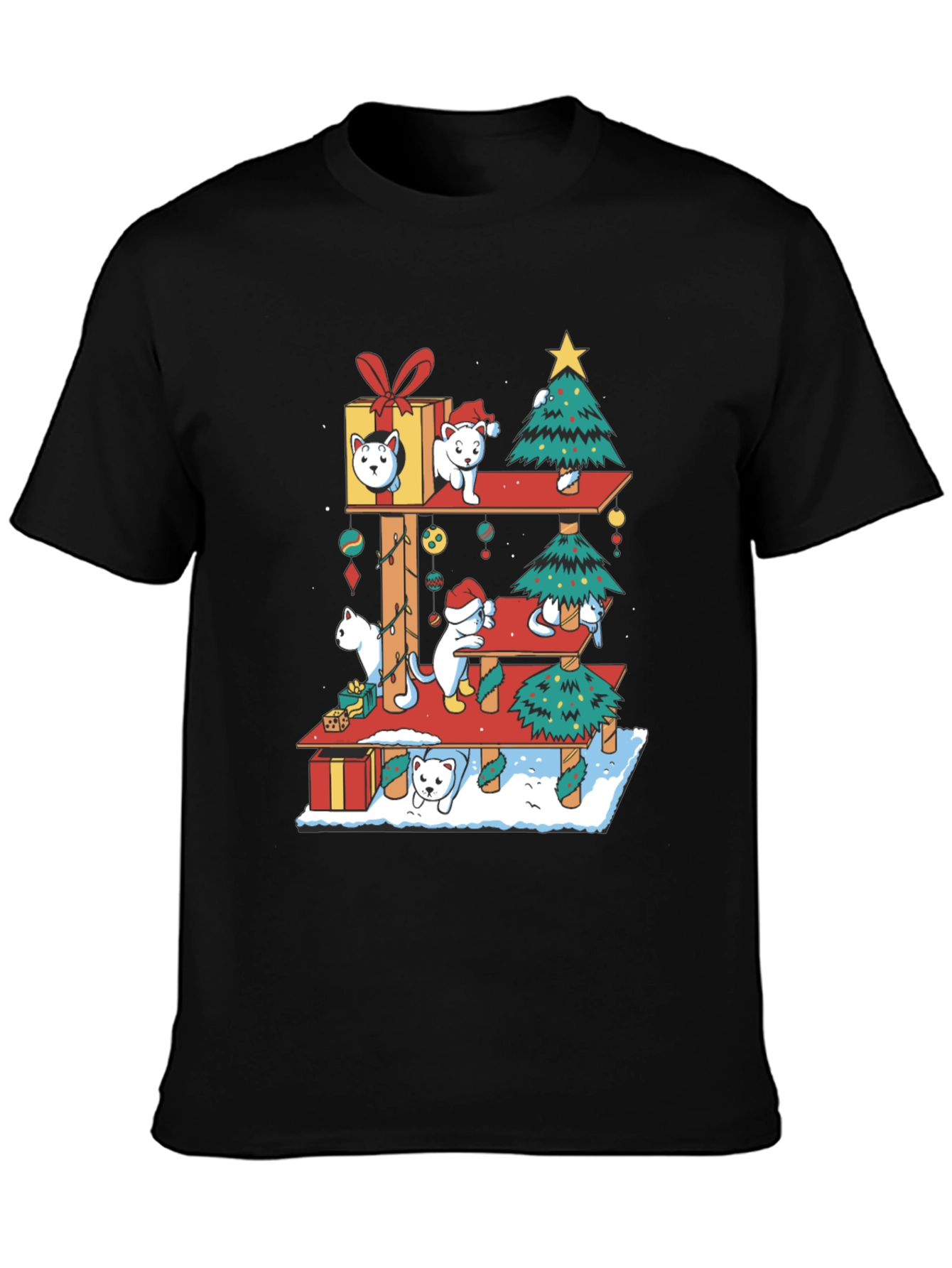 Holiday Cat Tree T-Shirt - Christmas Cats