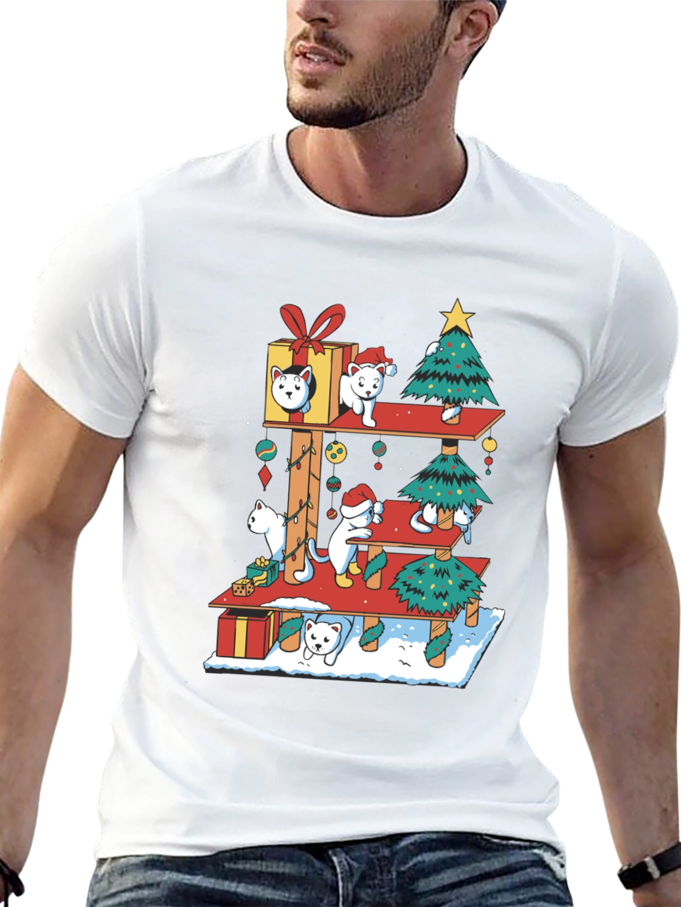 Holiday Cat Tree T-Shirt - Christmas Cats