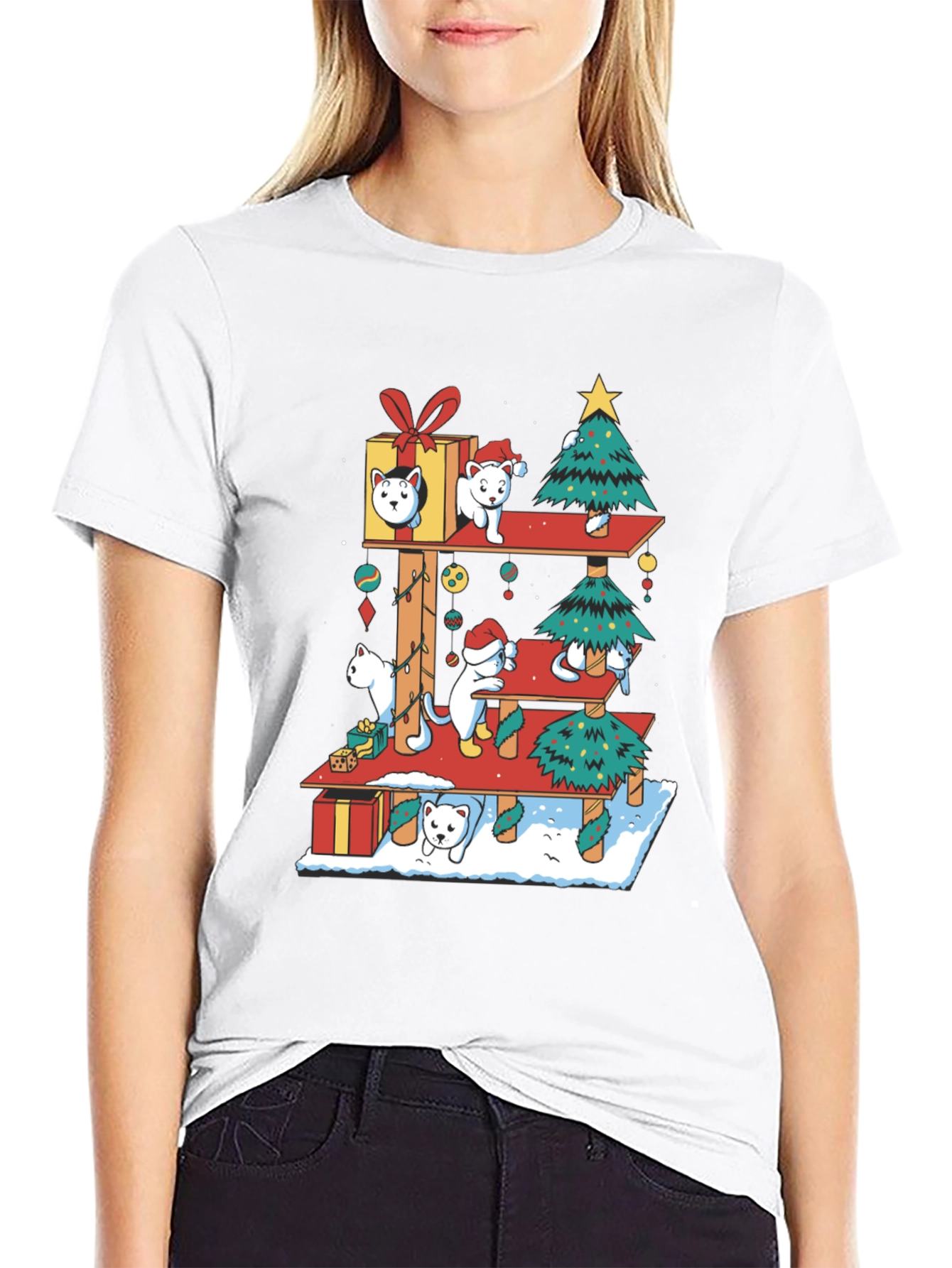 Holiday Cat Tree T-Shirt - Christmas Cats
