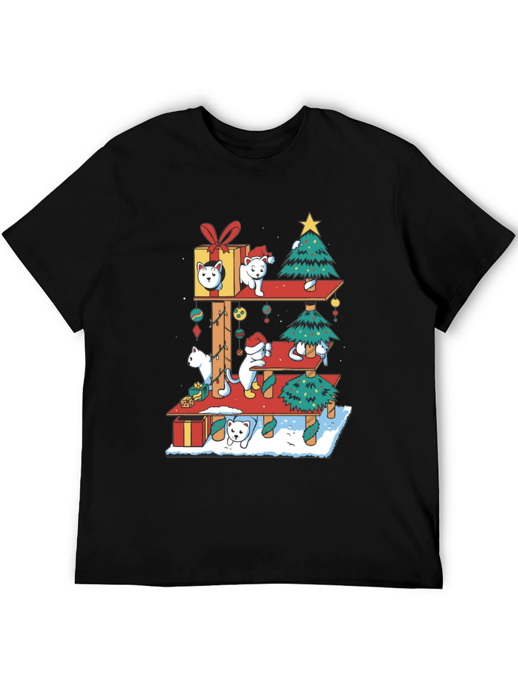 Holiday Cat Tree T-Shirt - Christmas Cats