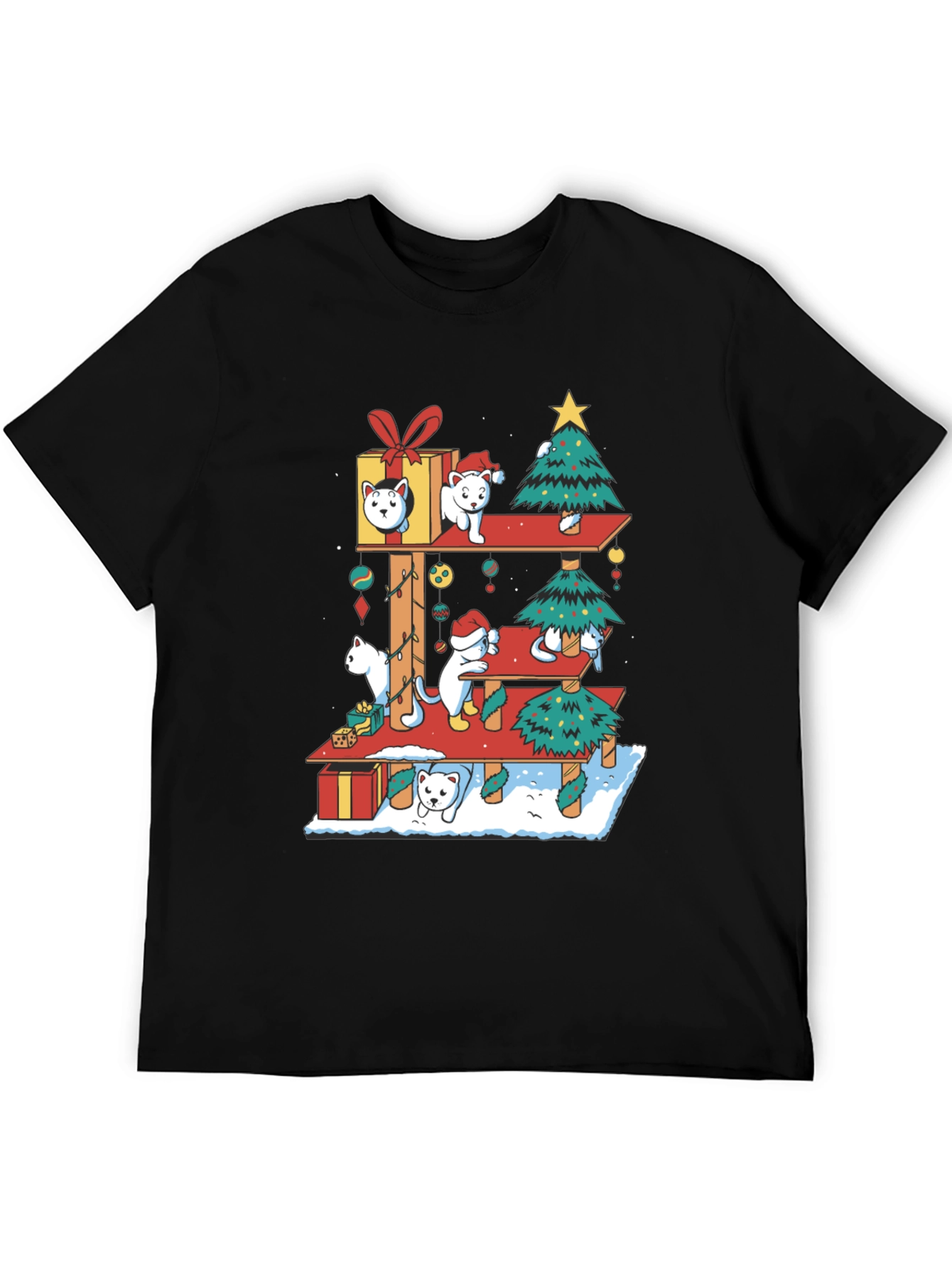 Holiday Cat Tree T-Shirt - Christmas Cats
