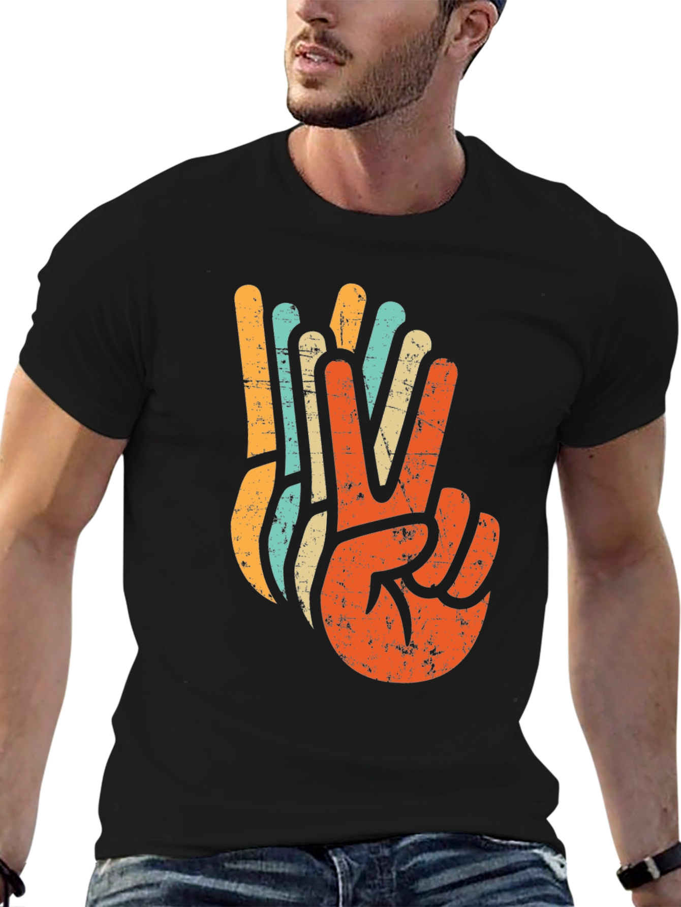 Retro Peace Sign Graphic T-Shirt