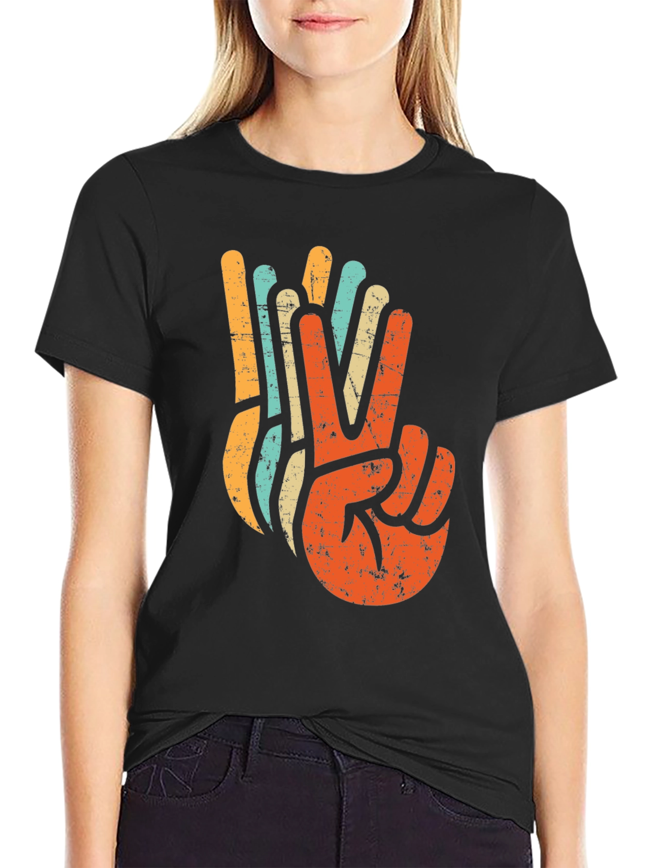 Retro Peace Sign Graphic T-Shirt