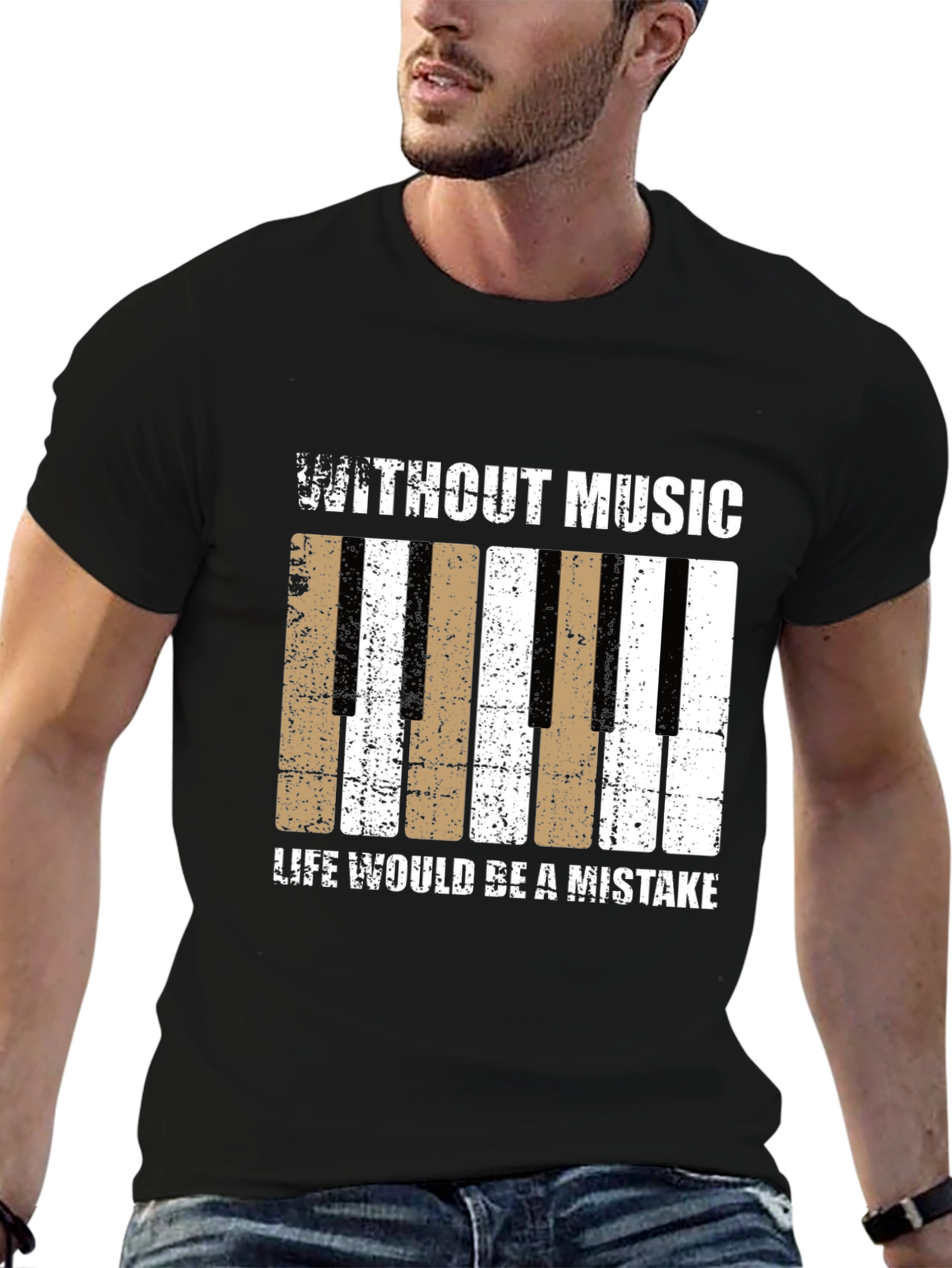 Music Lover T-Shirt - Piano Key Design