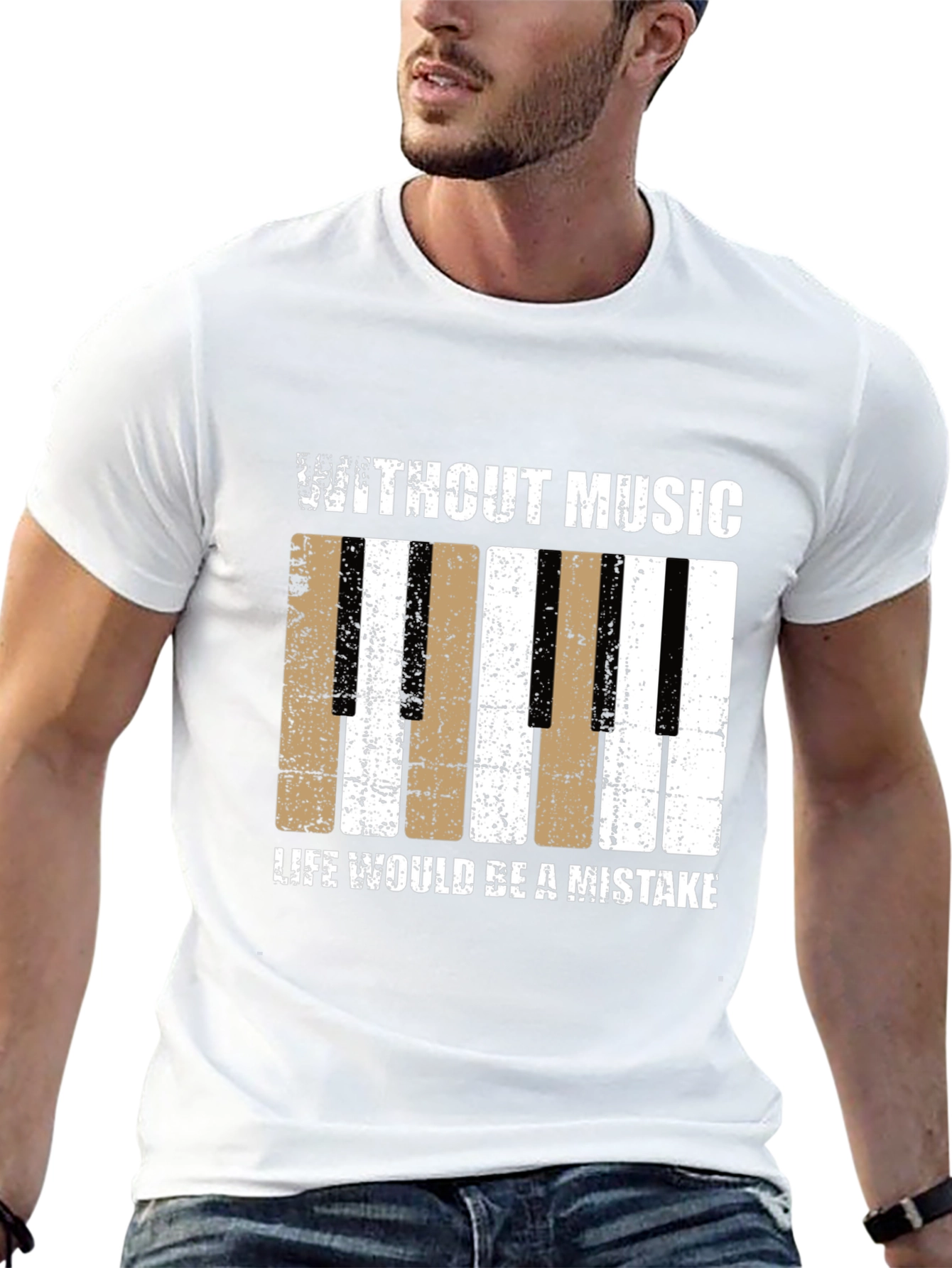 Music Lover T-Shirt - Piano Key Design