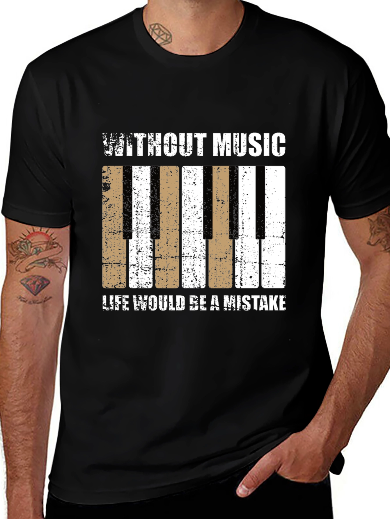 Music Lover T-Shirt - Piano Key Design
