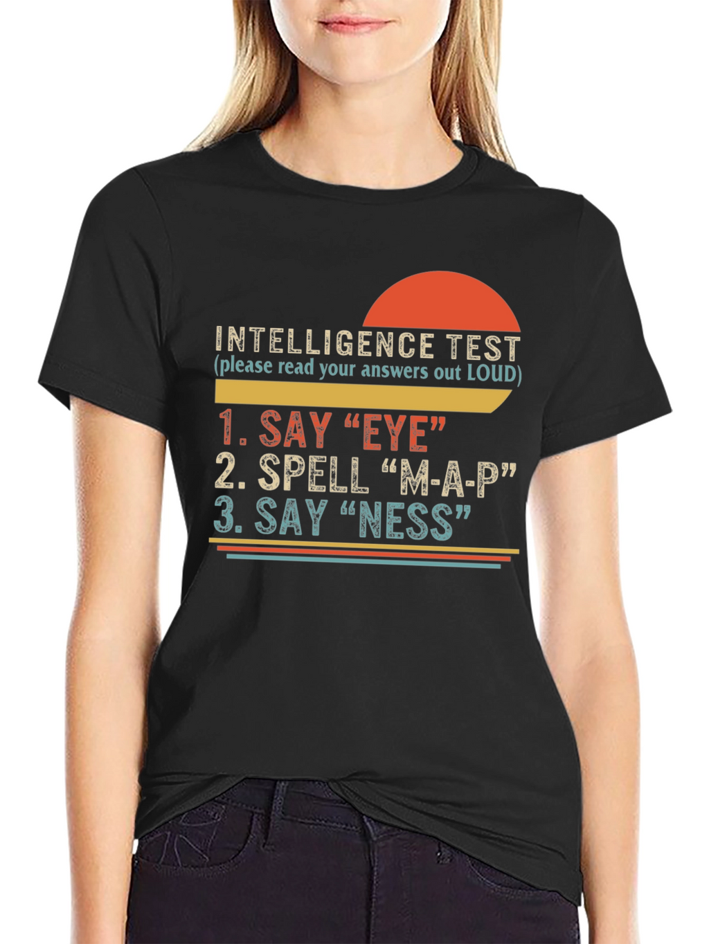 Funny Intelligence Test Graphic T-Shirt