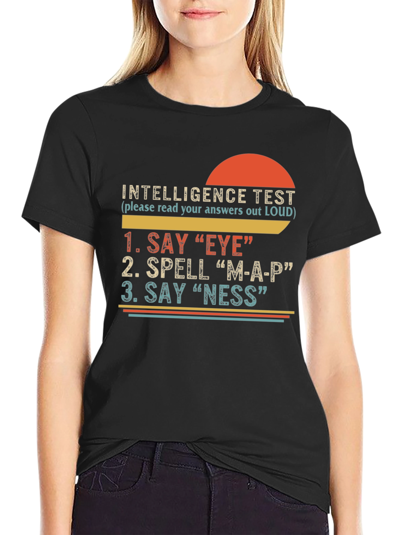 Funny Intelligence Test Graphic T-Shirt