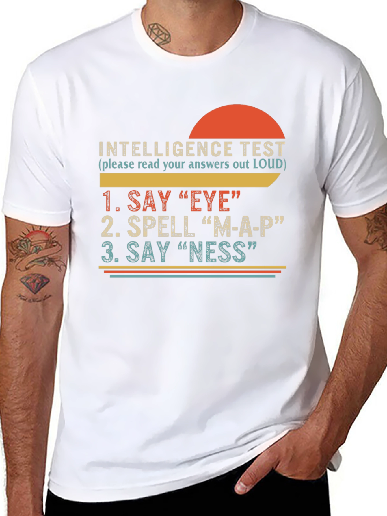Funny Intelligence Test Graphic T-Shirt