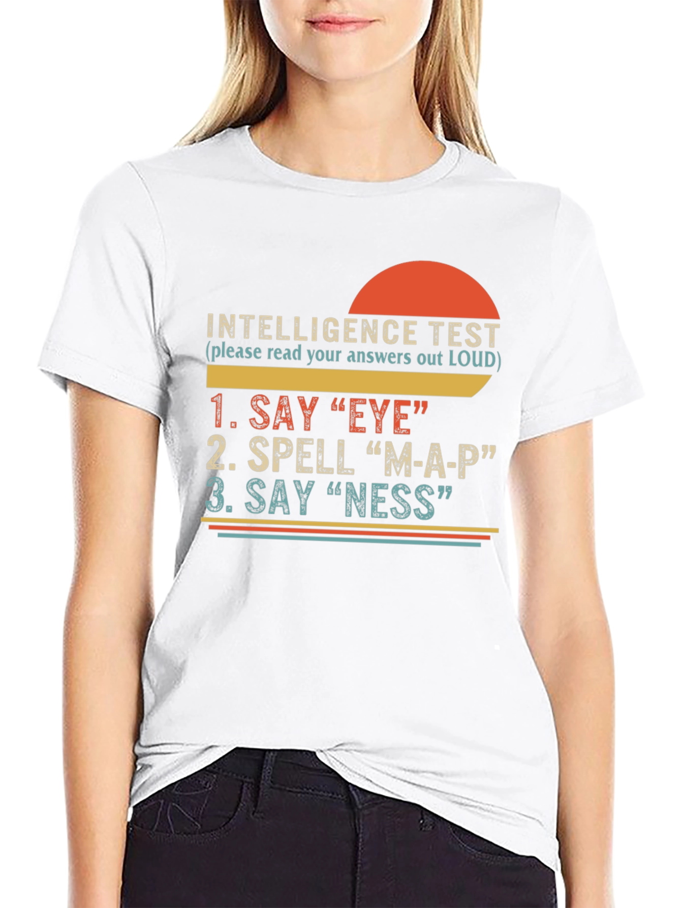 Funny Intelligence Test Graphic T-Shirt