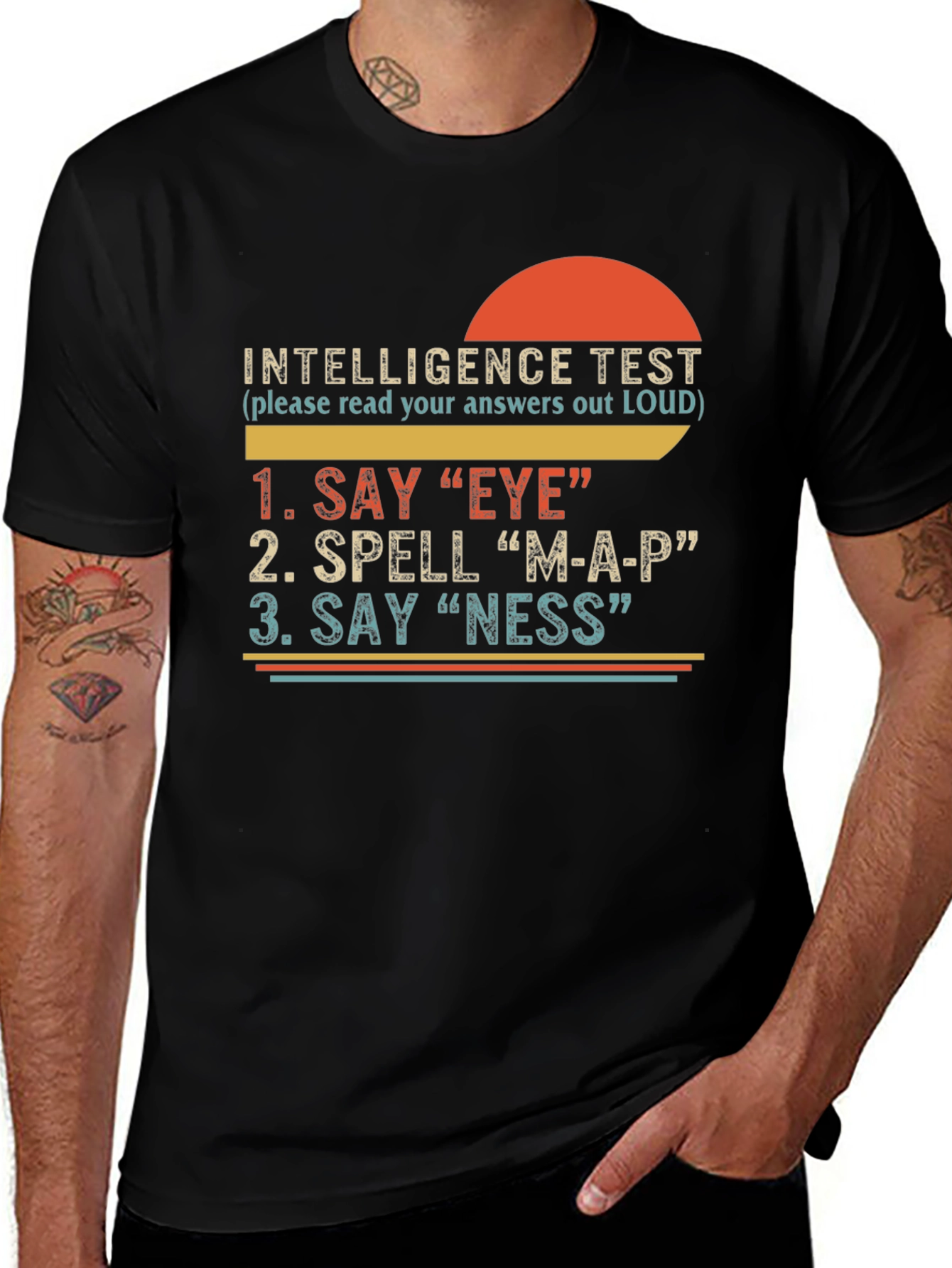 Funny Intelligence Test Graphic T-Shirt
