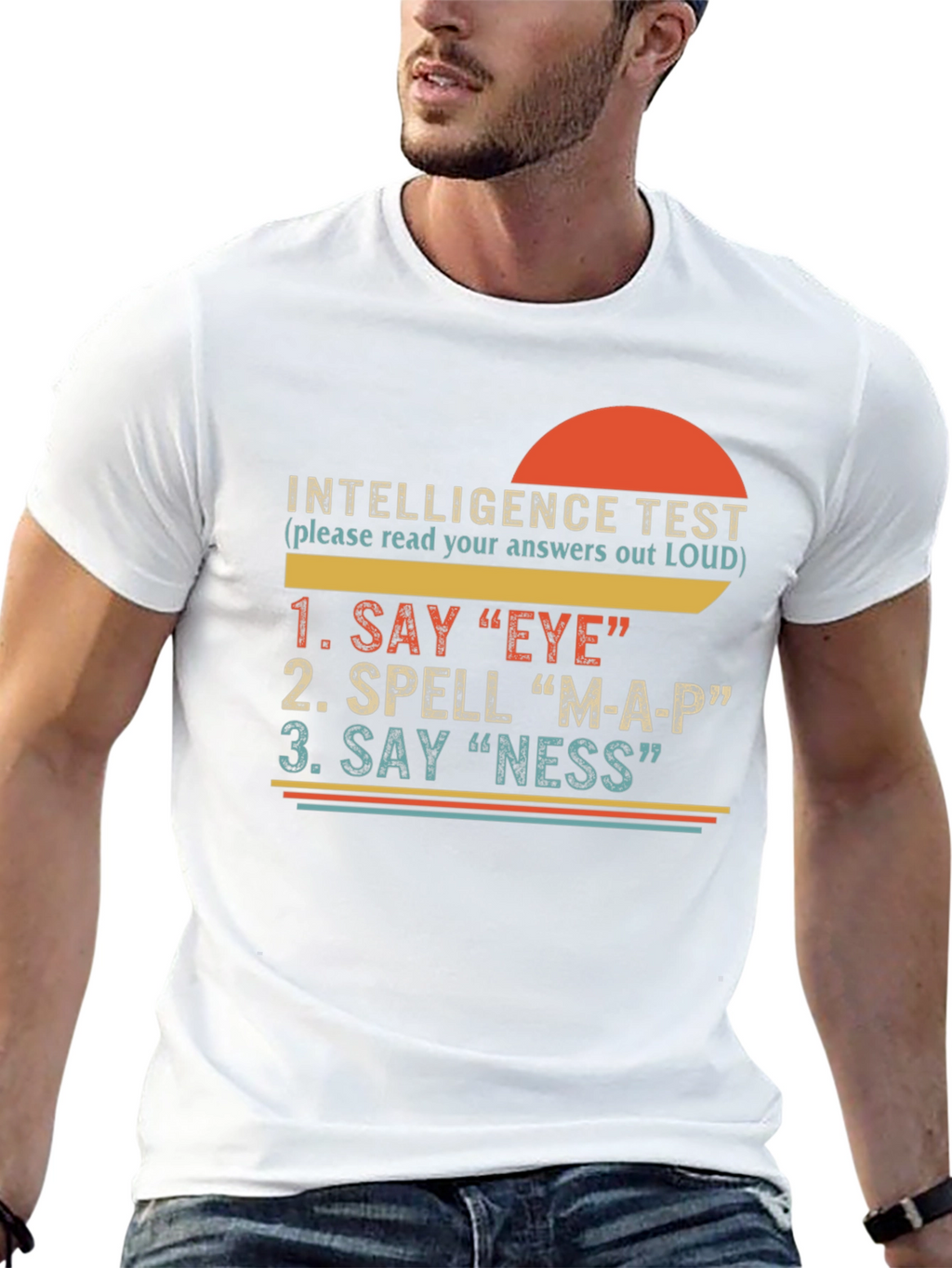 Funny Intelligence Test Graphic T-Shirt