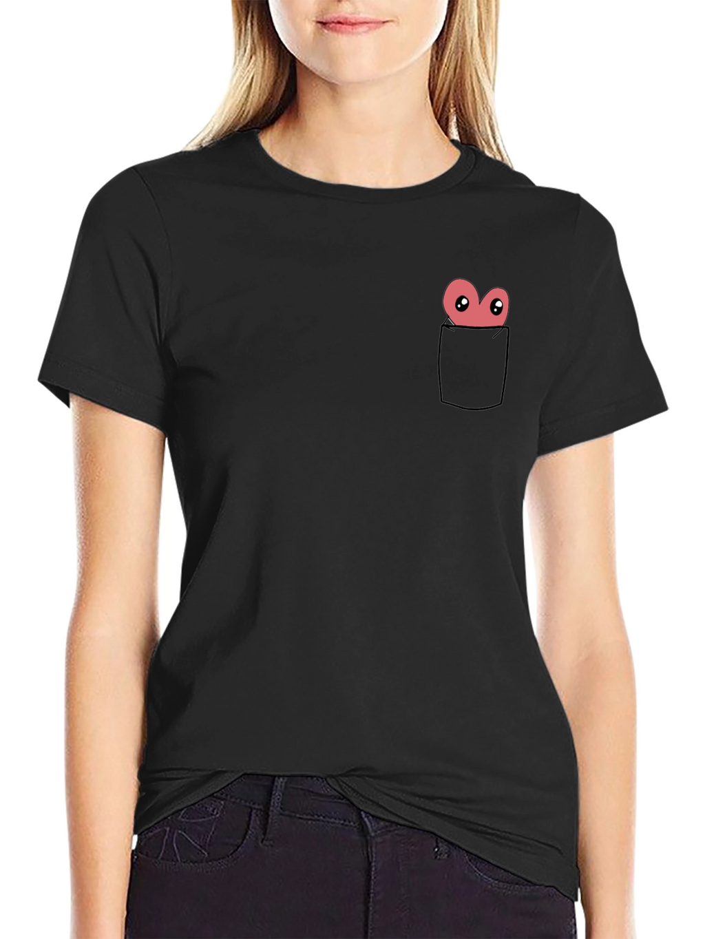Funny Cartoon Heart Pocket T-Shirt